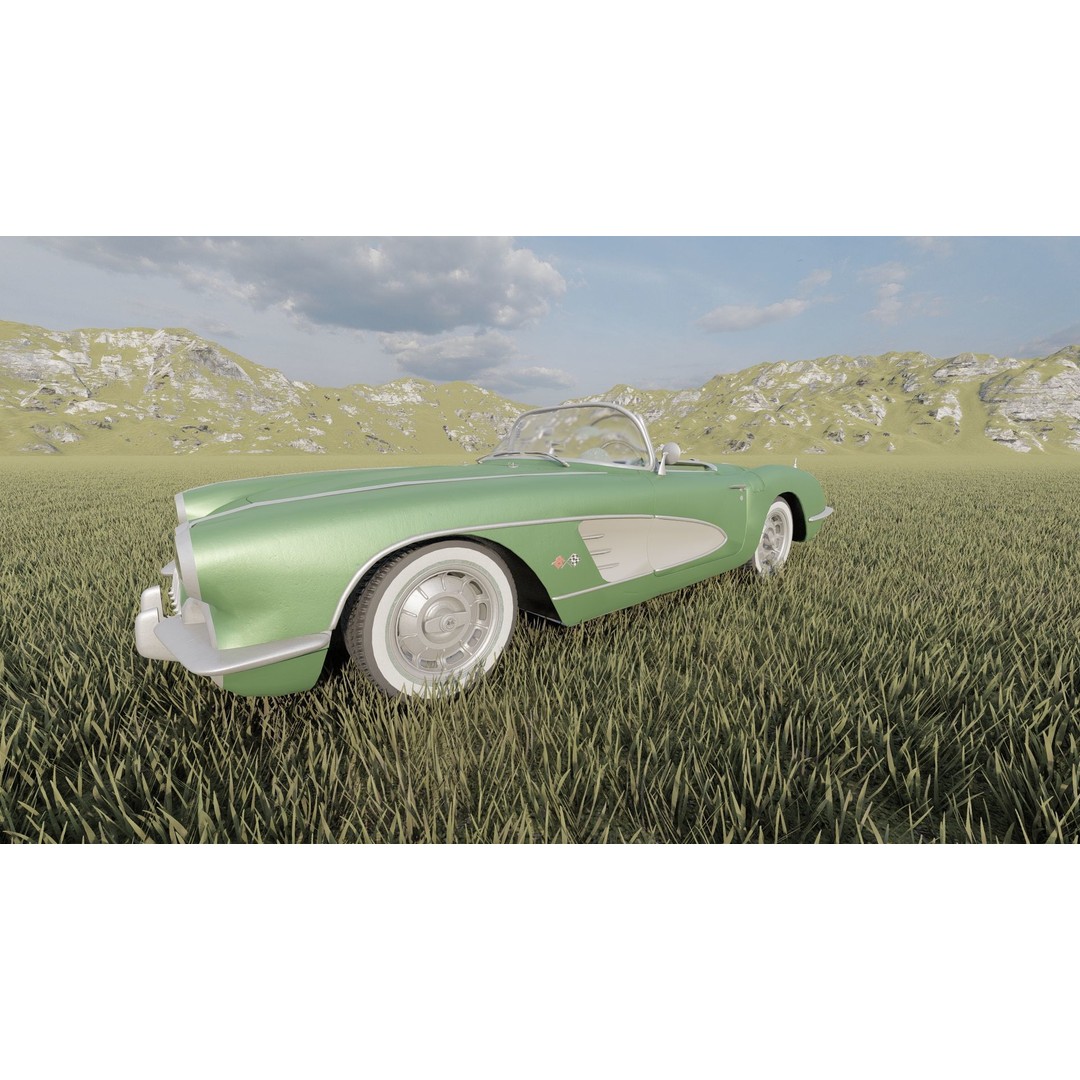 Chevrolet Corvette 1950s 3D Model – Classic Antique Car, Lumion Ready - View 9