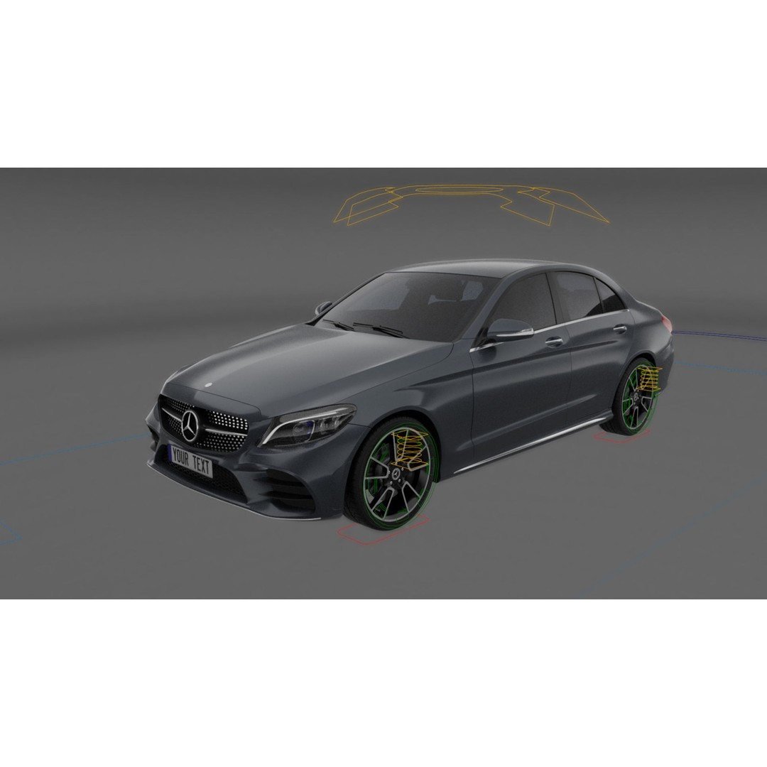 Mercedes-Benz C-Class AMG Line 3D Model – High Poly Rigged Asset, Blender, FBX