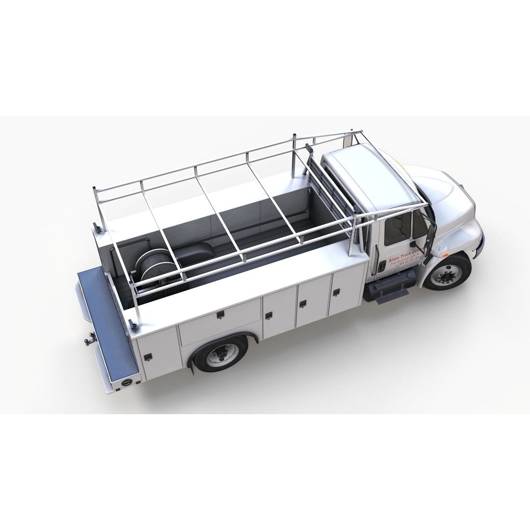 International Durastar Service Truck 3D Model – Low Poly Game Asset, FBX - View 10