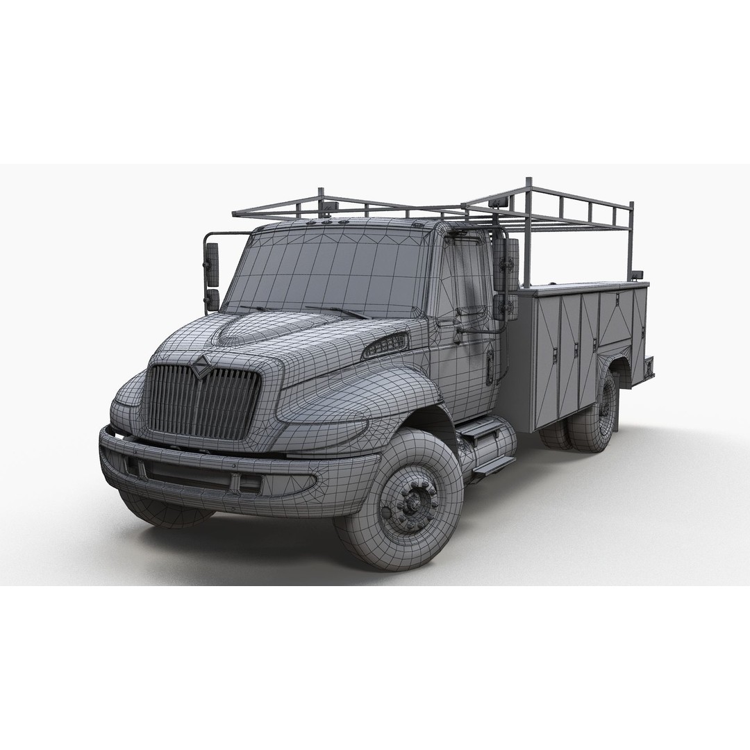 International Durastar Service Truck 3D Model – Low Poly Game Asset, FBX - View 11