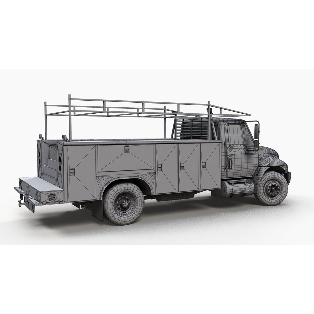 International Durastar Service Truck 3D Model – Low Poly Game Asset, FBX - View 12