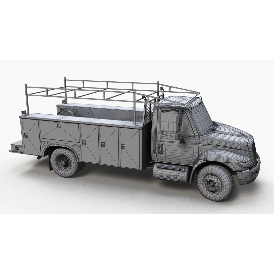 International Durastar Service Truck 3D Model – Low Poly Game Asset, FBX - View 13
