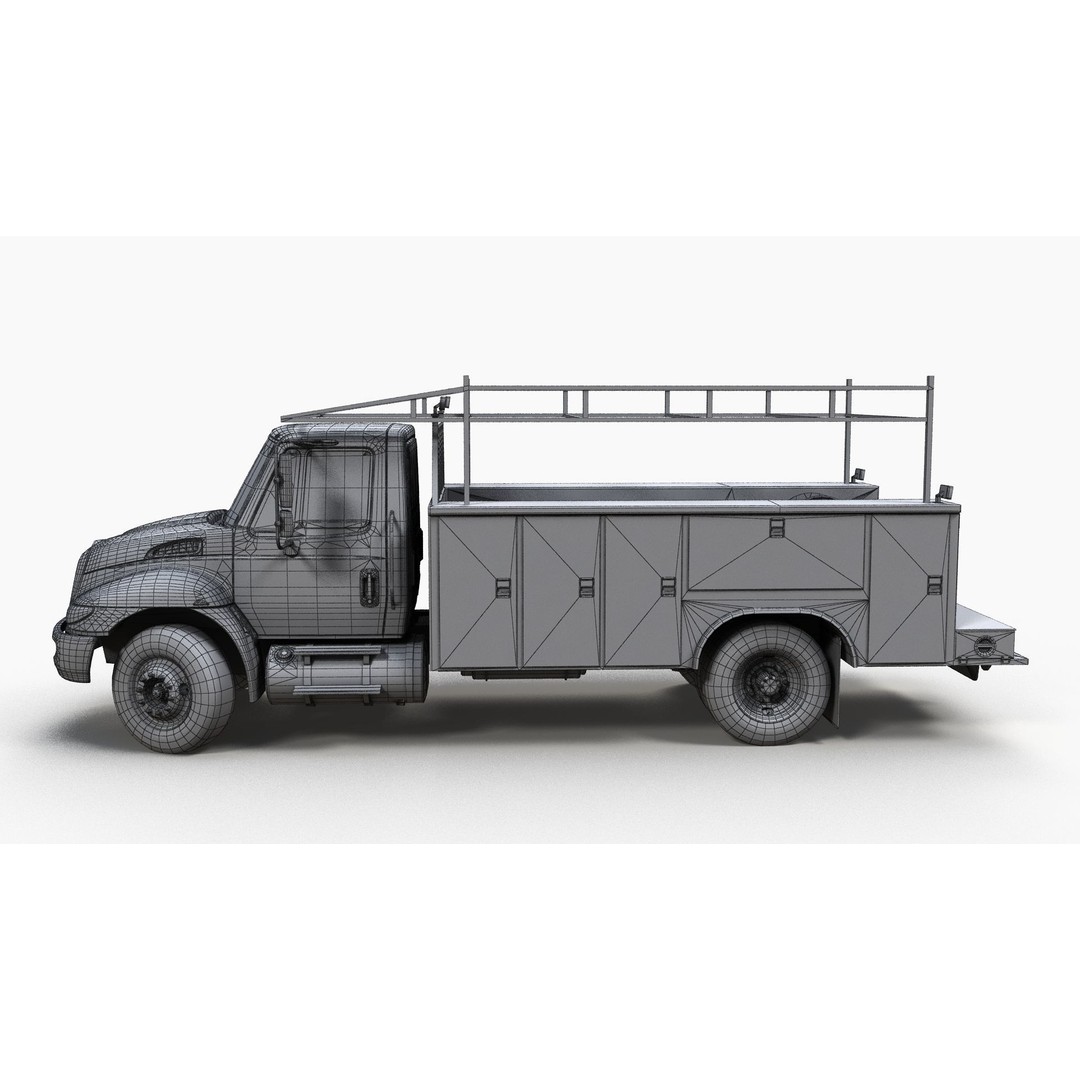 International Durastar Service Truck 3D Model – Low Poly Game Asset, FBX - View 14