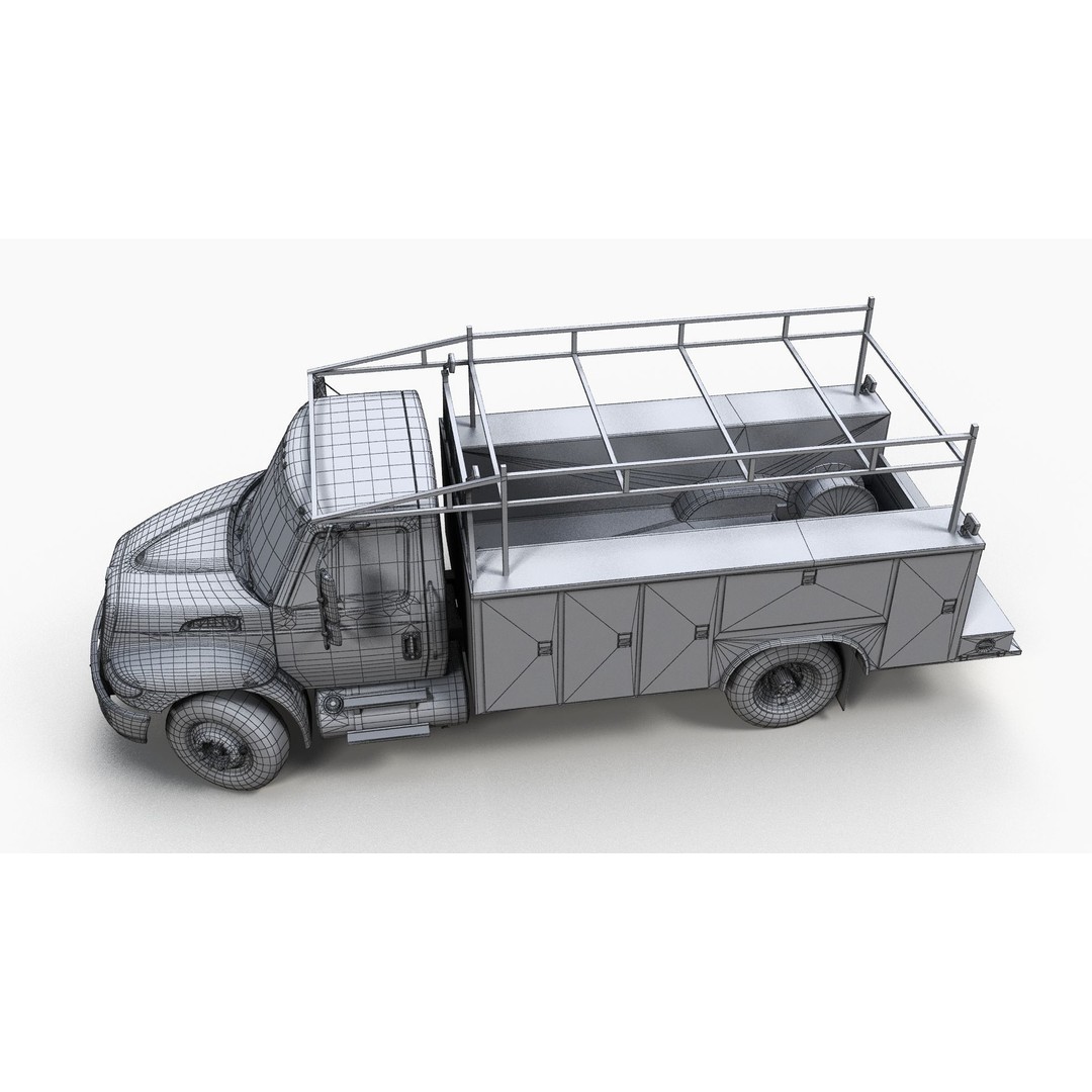 International Durastar Service Truck 3D Model – Low Poly Game Asset, FBX - View 16