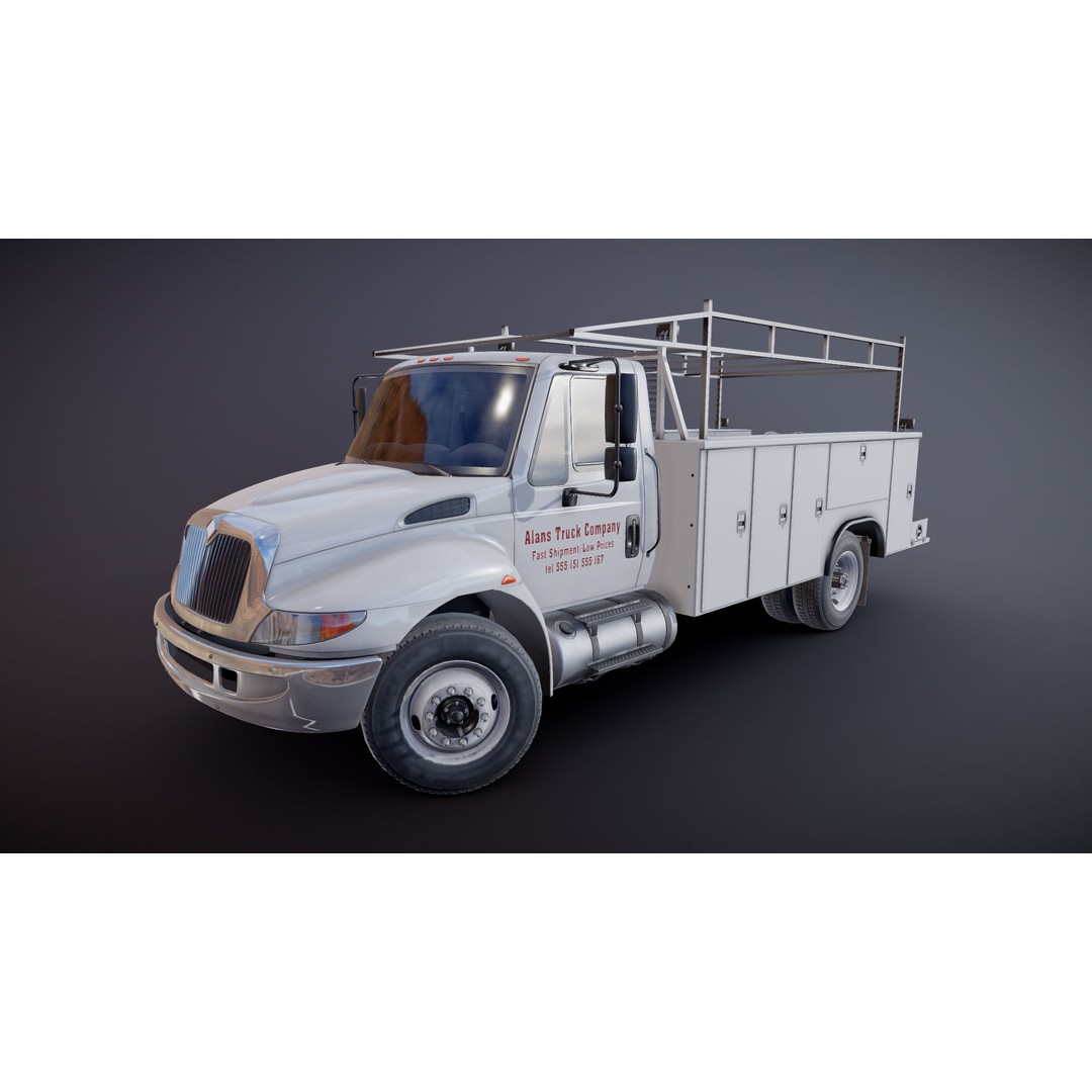International Durastar Service Truck 3D Model – Low Poly Game Asset, FBX - View 17