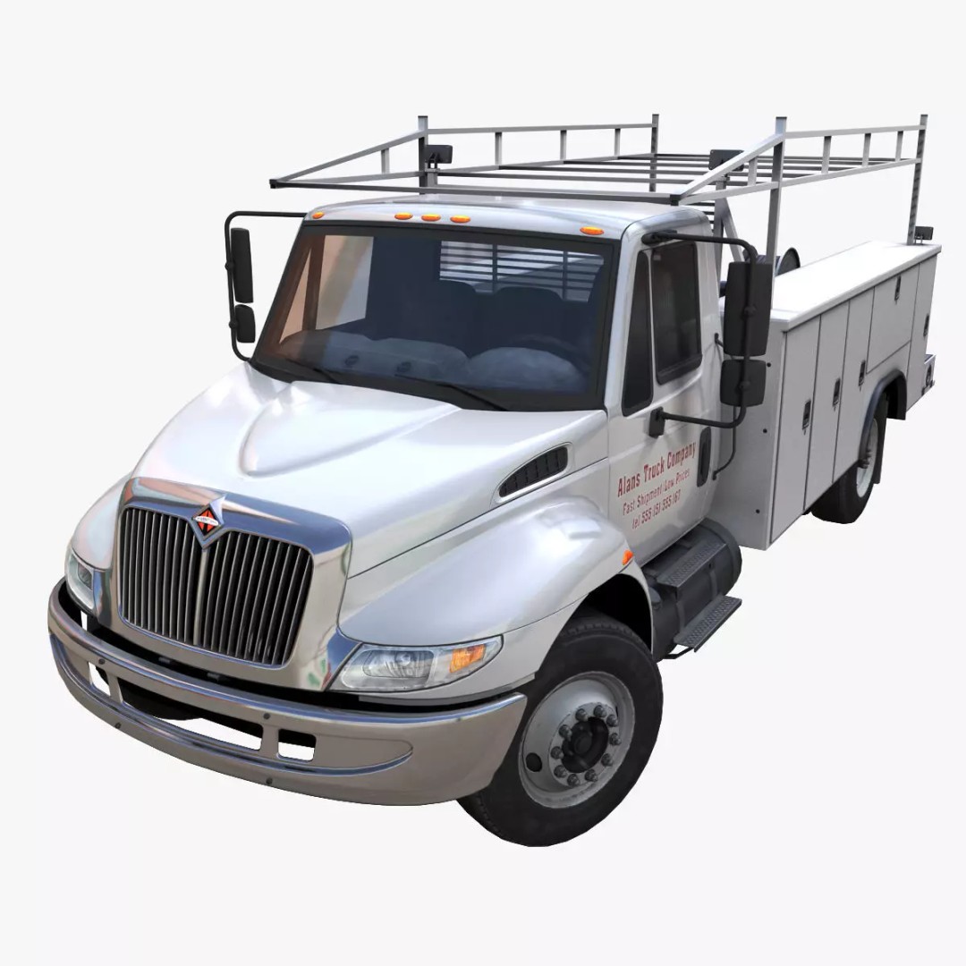International Durastar Service Truck 3D Model – Low Poly Game Asset, FBX - View 2