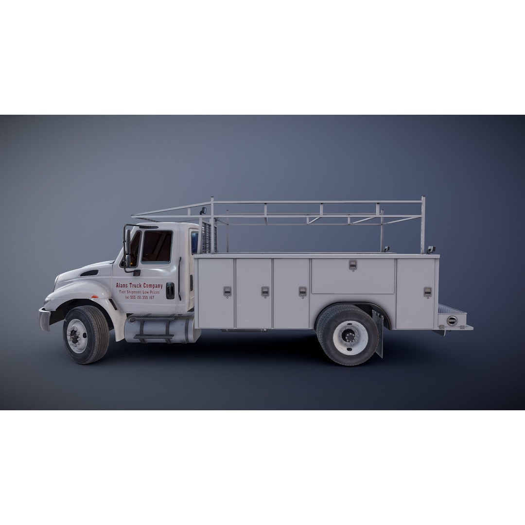 International Durastar Service Truck 3D Model – Low Poly Game Asset, FBX - View 23