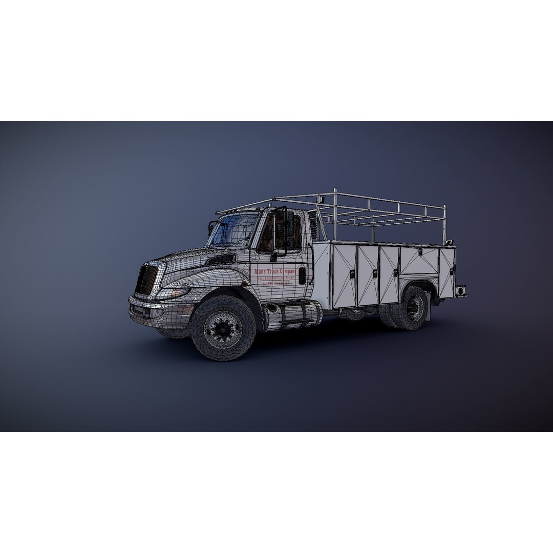 International Durastar Service Truck 3D Model – Low Poly Game Asset, FBX - View 25
