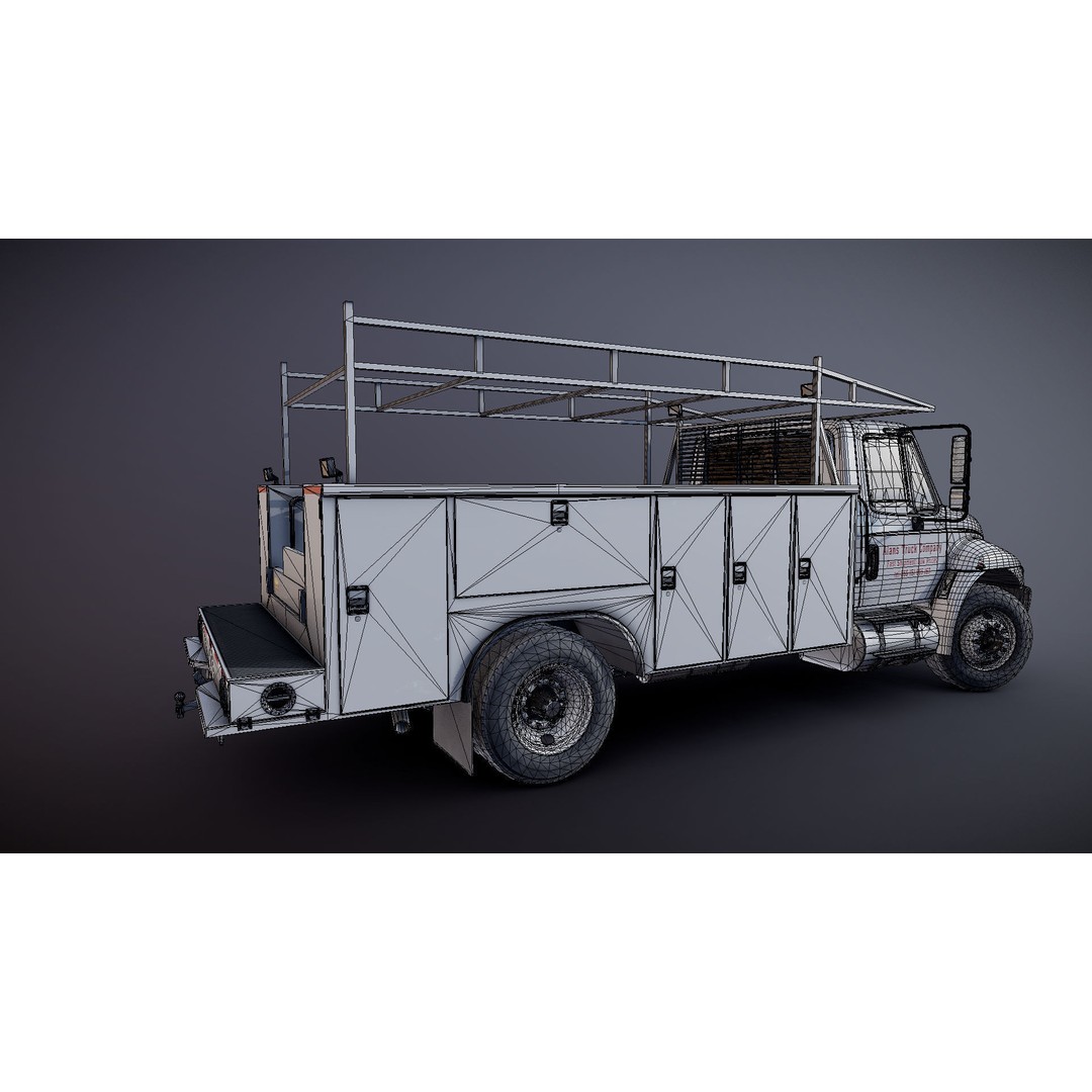 International Durastar Service Truck 3D Model – Low Poly Game Asset, FBX - View 26