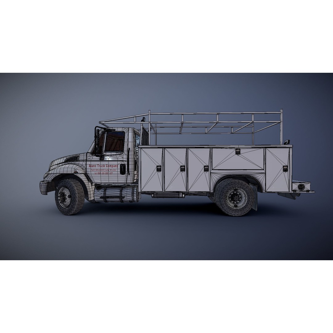 International Durastar Service Truck 3D Model – Low Poly Game Asset, FBX - View 29