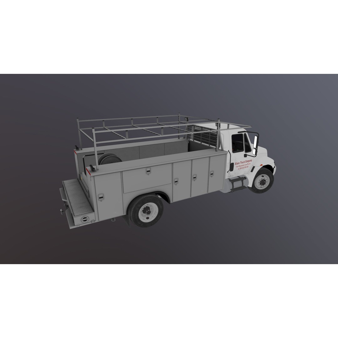 International Durastar Service Truck 3D Model – Low Poly Game Asset, FBX - View 33