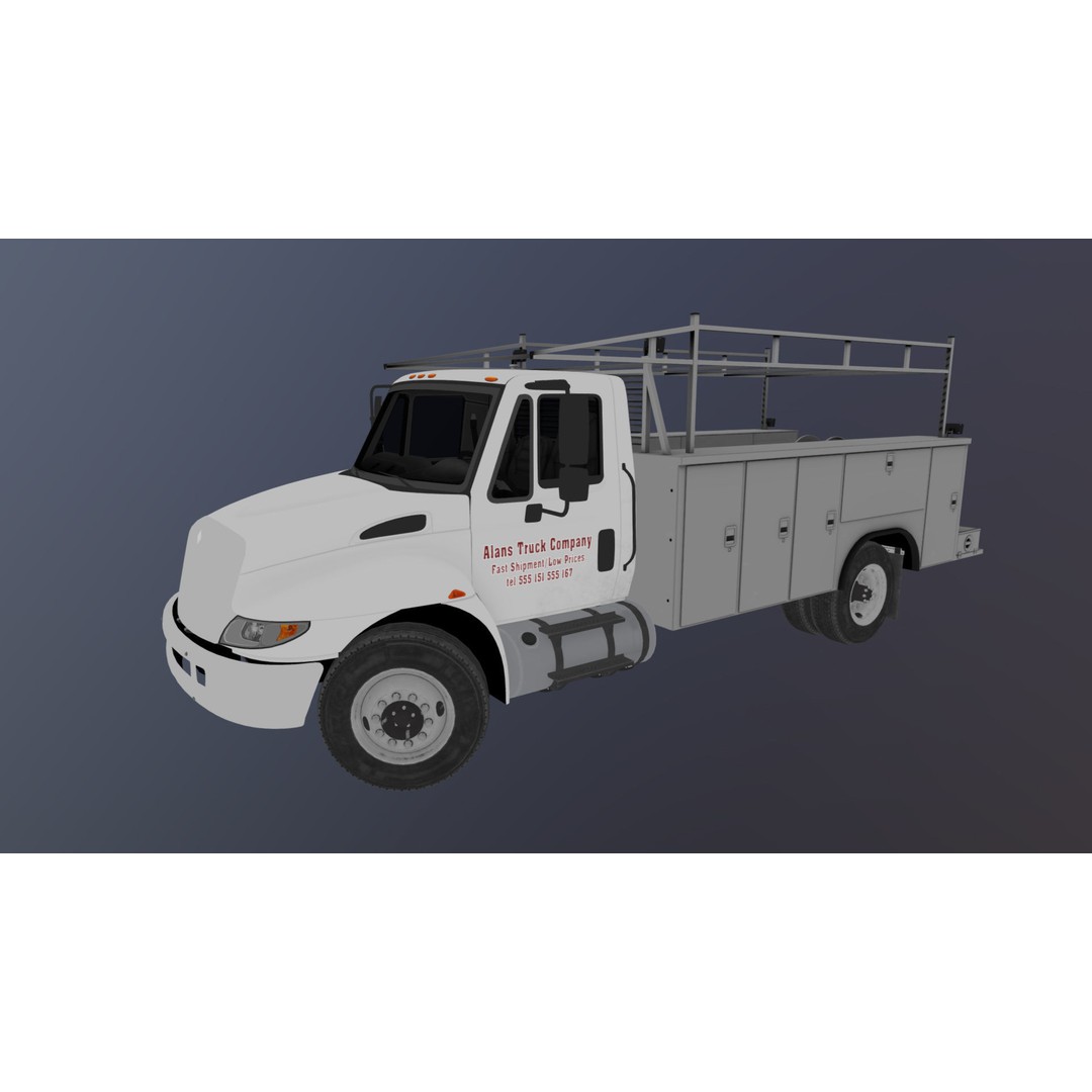 International Durastar Service Truck 3D Model – Low Poly Game Asset, FBX - View 34