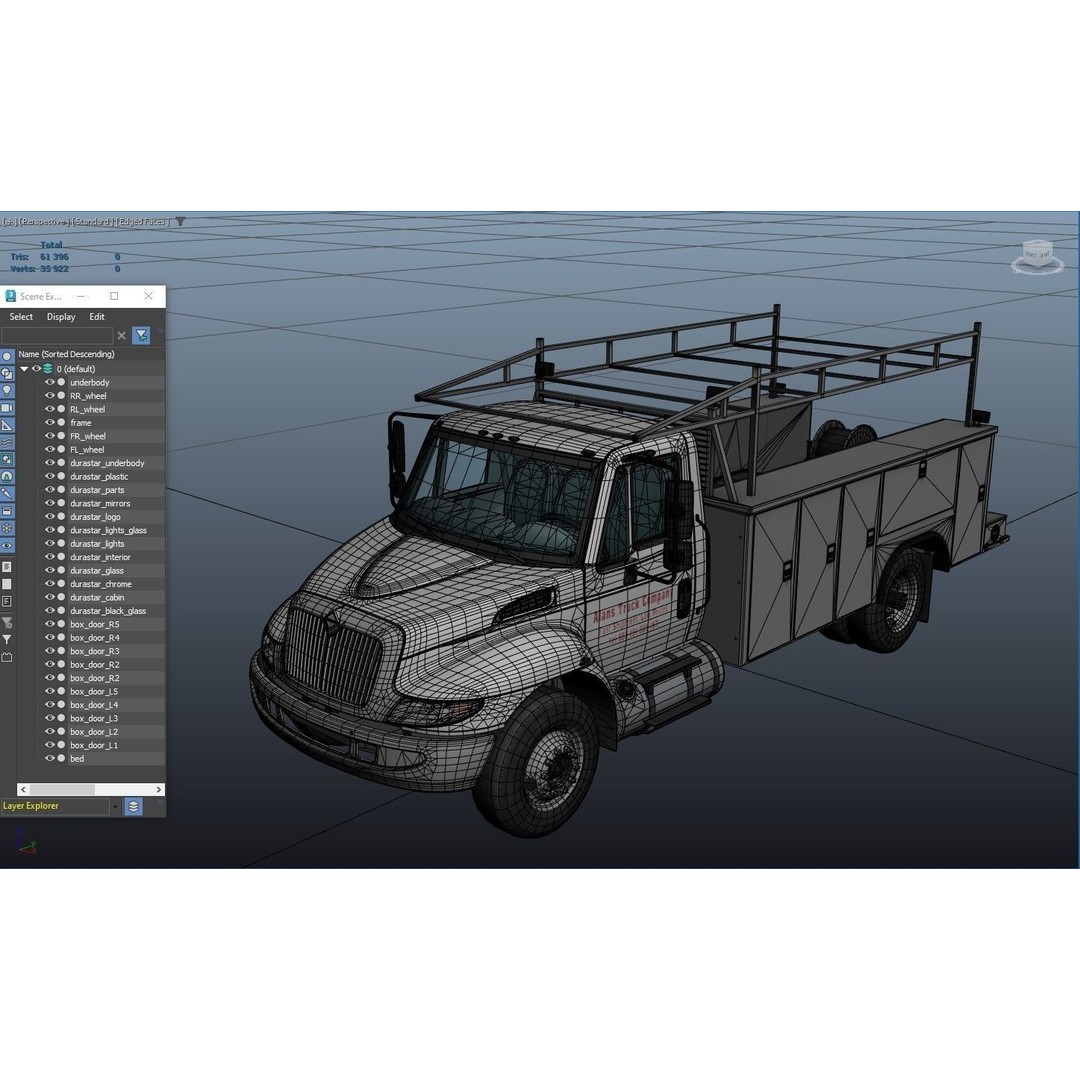 International Durastar Service Truck 3D Model – Low Poly Game Asset, FBX - View 35