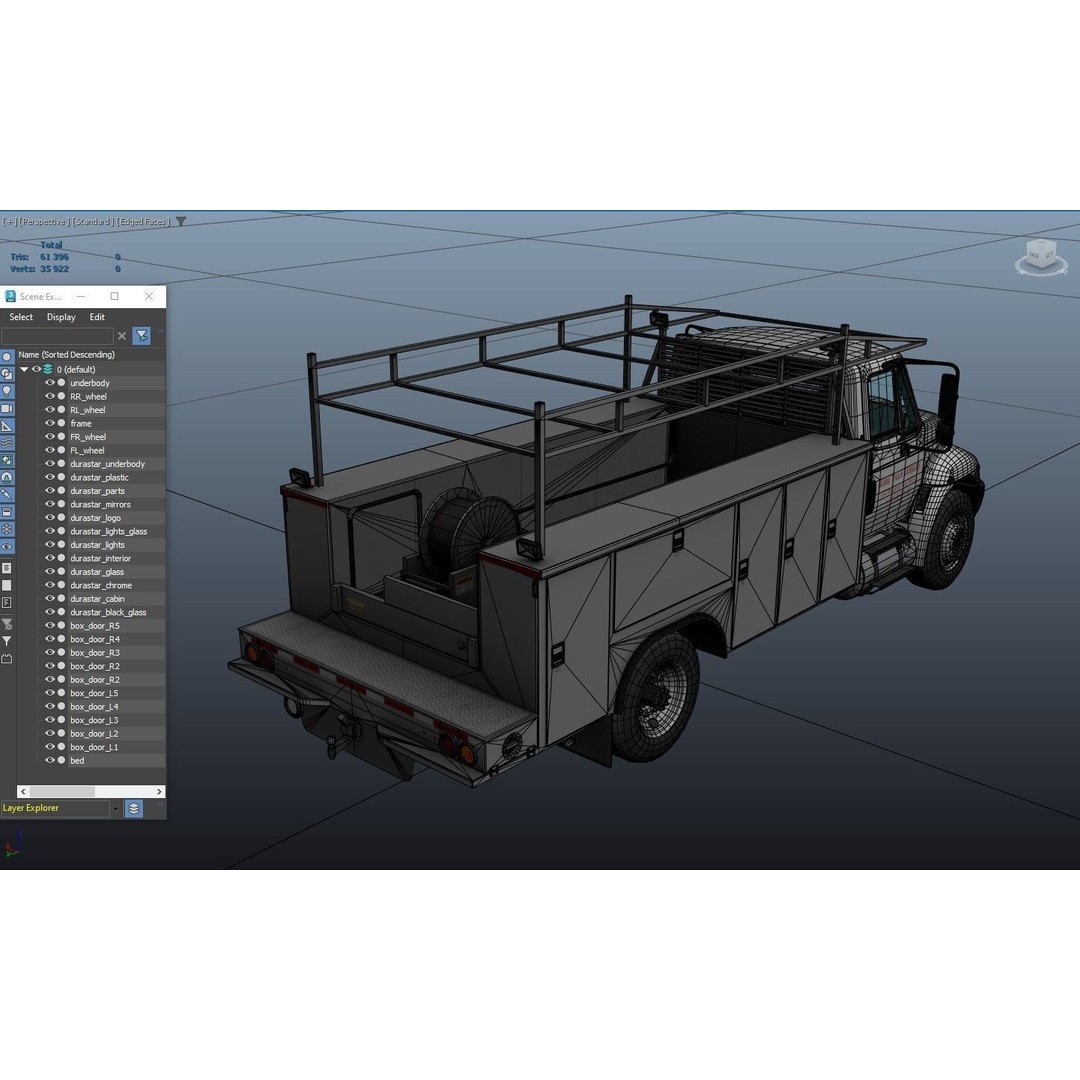 International Durastar Service Truck 3D Model – Low Poly Game Asset, FBX - View 36