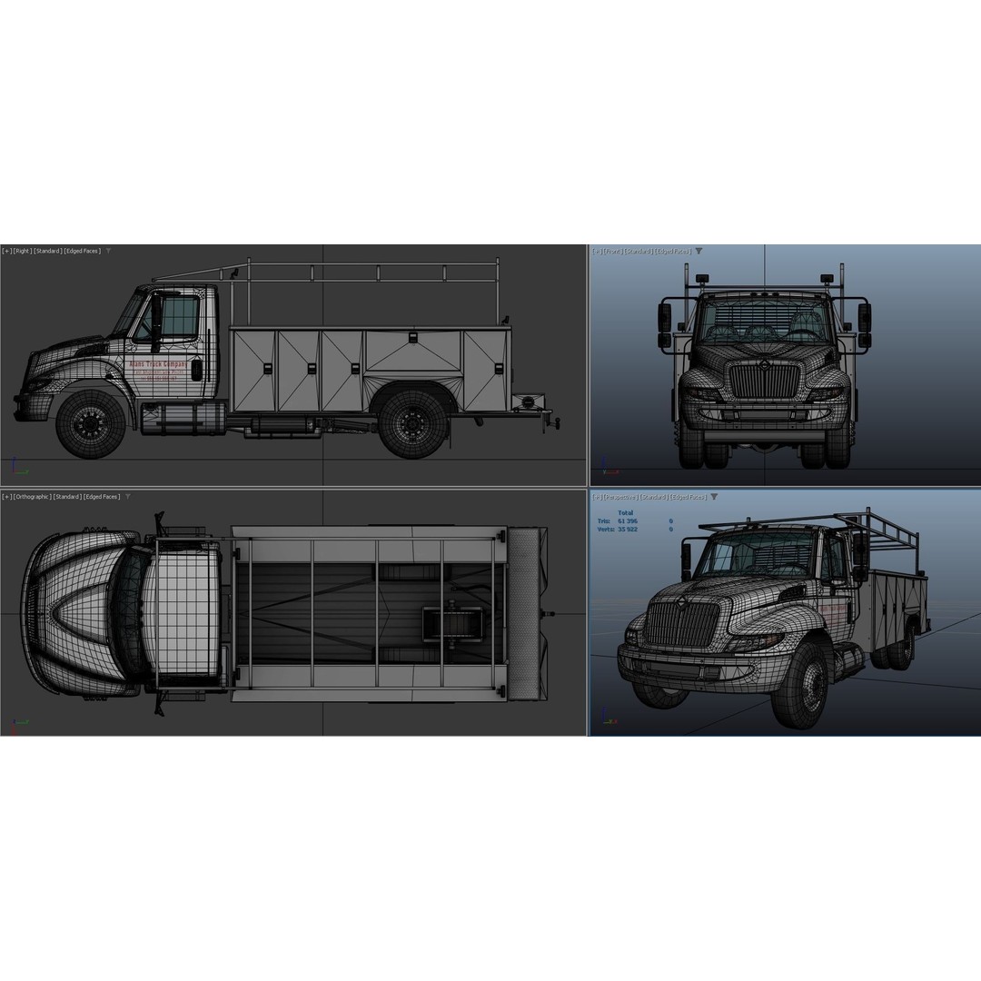 International Durastar Service Truck 3D Model – Low Poly Game Asset, FBX - View 38