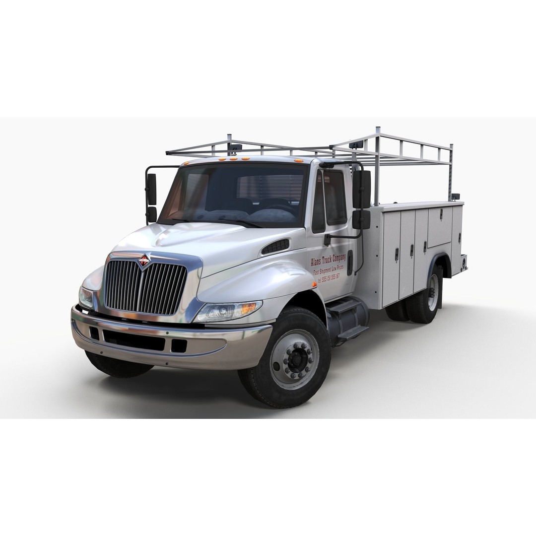 International Durastar Service Truck 3D Model – Low Poly Game Asset, FBX - View 4