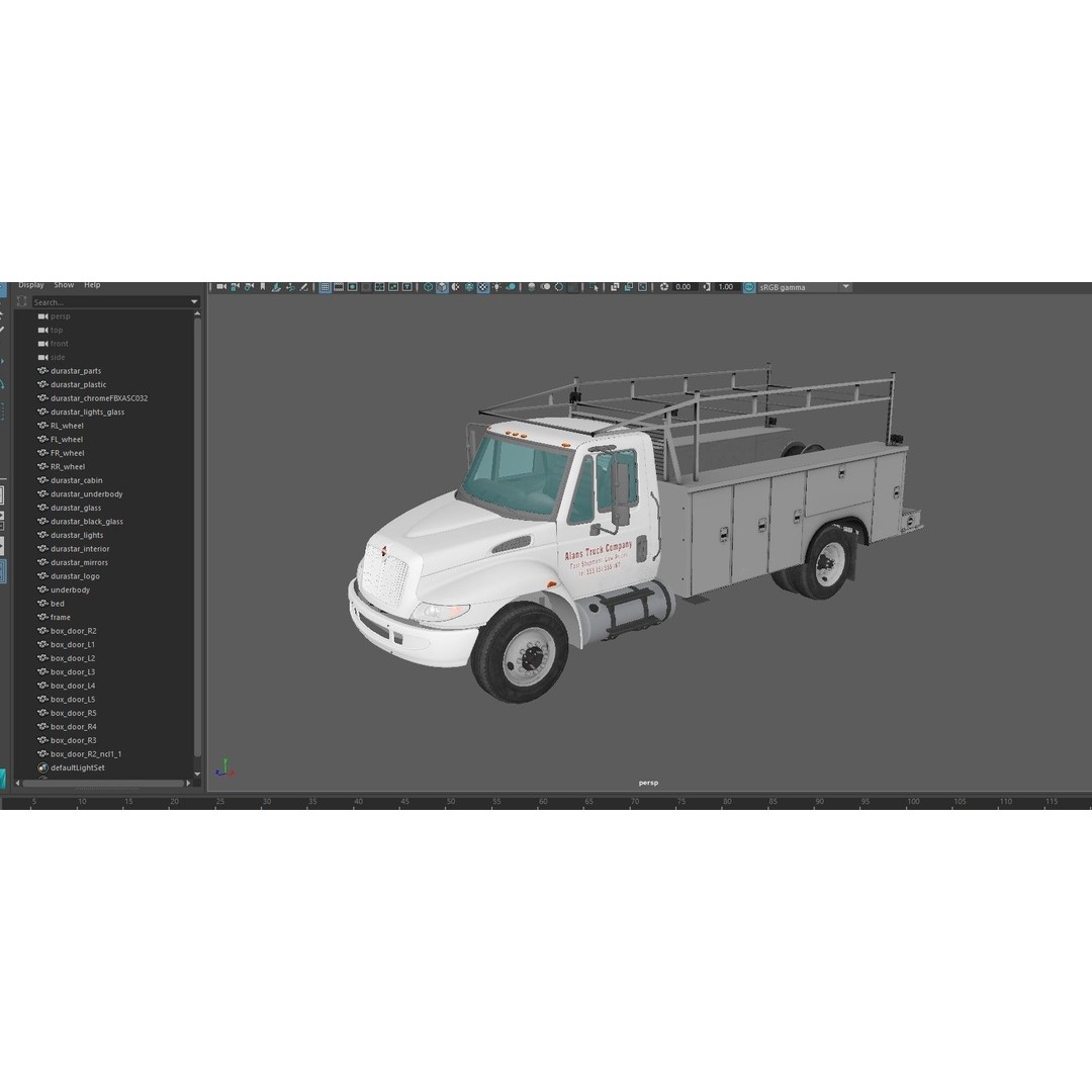 International Durastar Service Truck 3D Model – Low Poly Game Asset, FBX - View 41