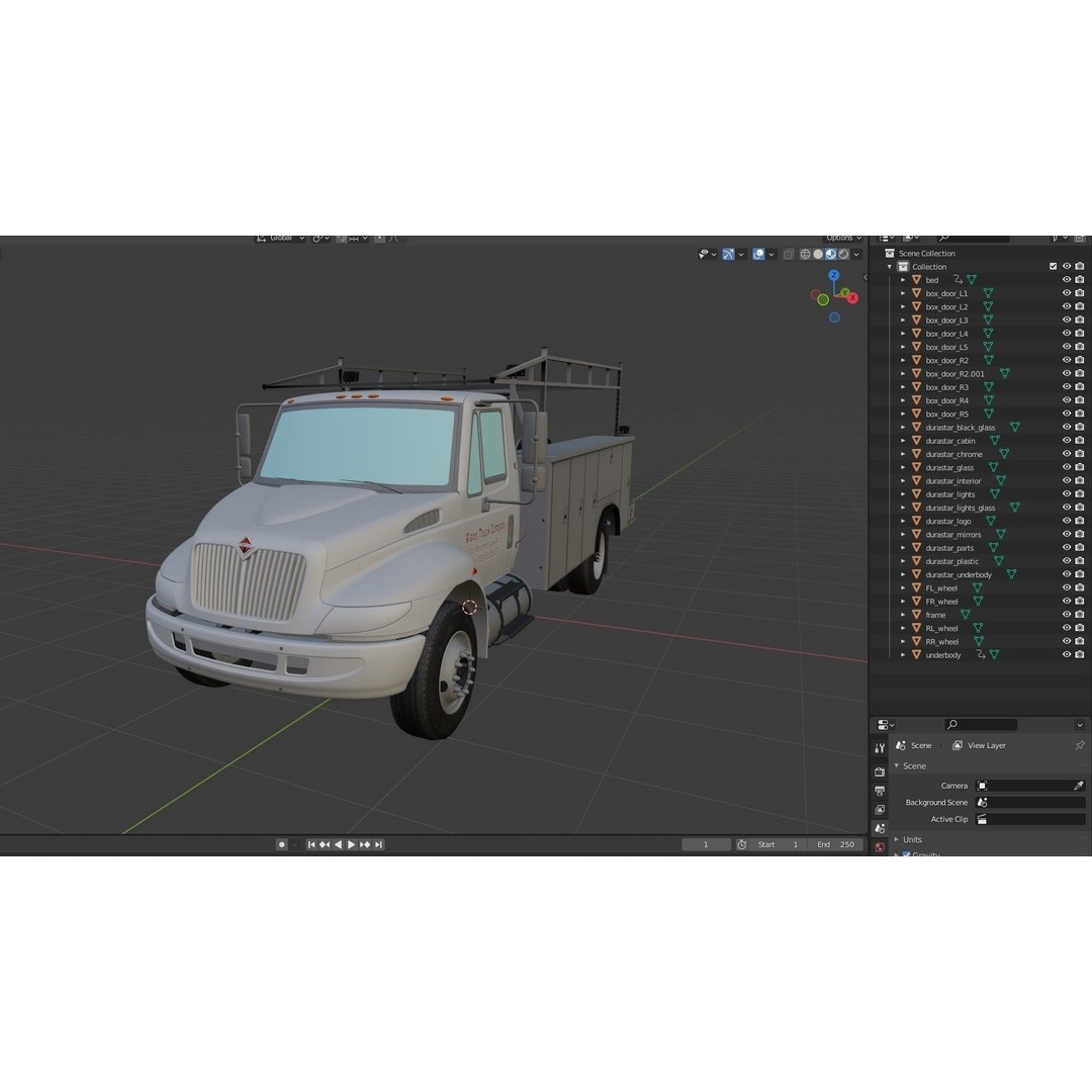International Durastar Service Truck 3D Model – Low Poly Game Asset, FBX - View 42