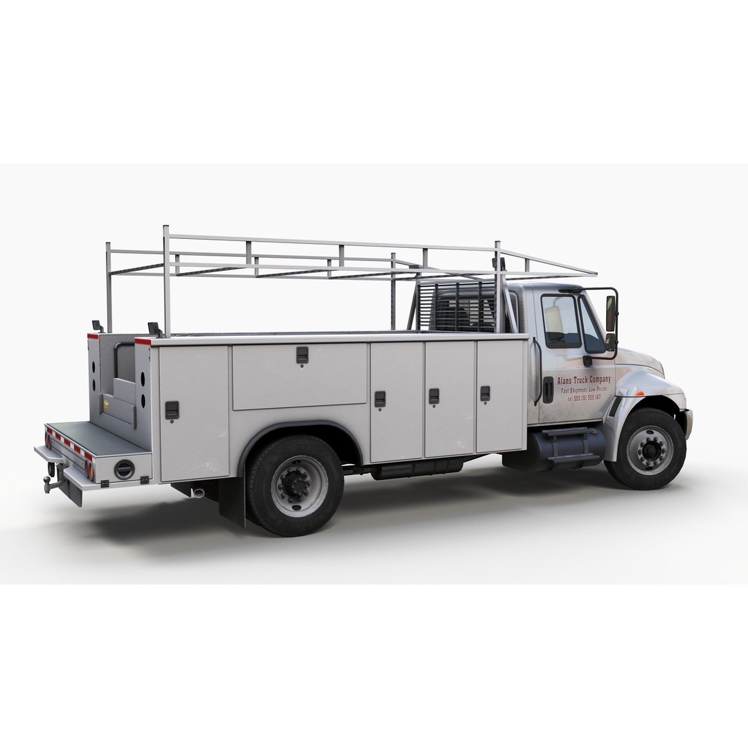 International Durastar Service Truck 3D Model – Low Poly Game Asset, FBX - View 5