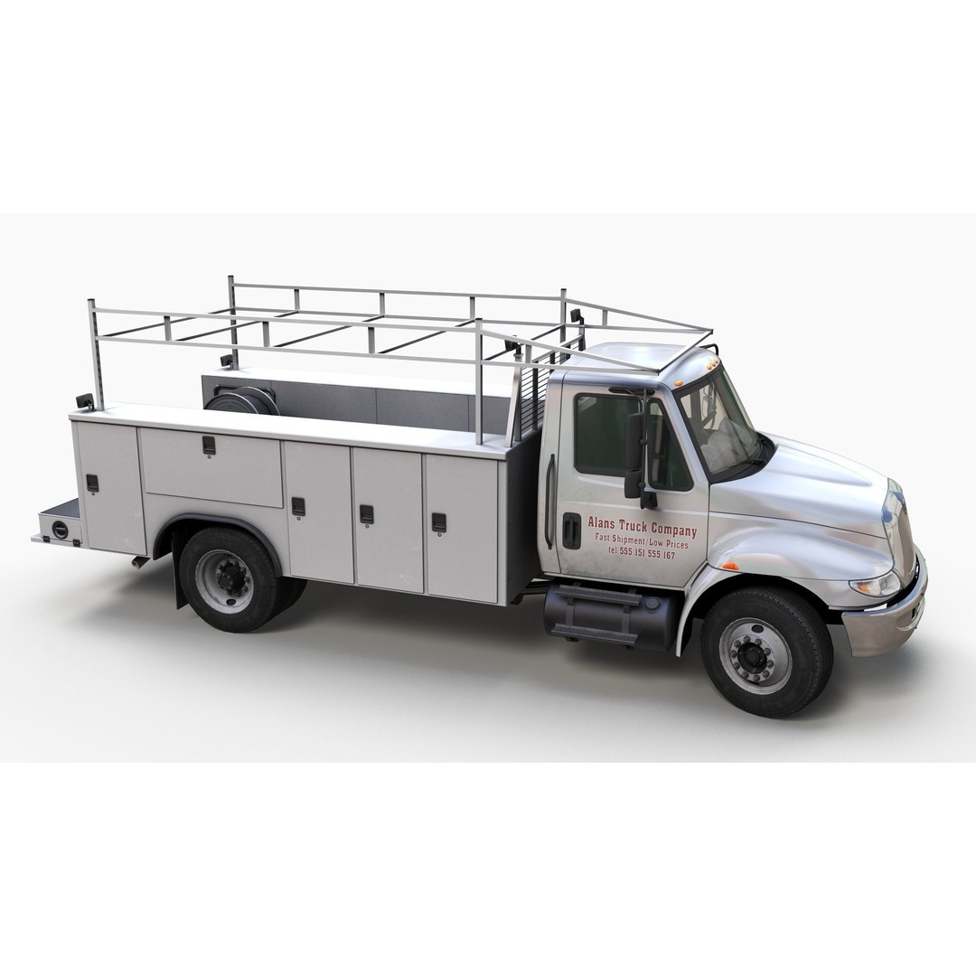 International Durastar Service Truck 3D Model – Low Poly Game Asset, FBX - View 6