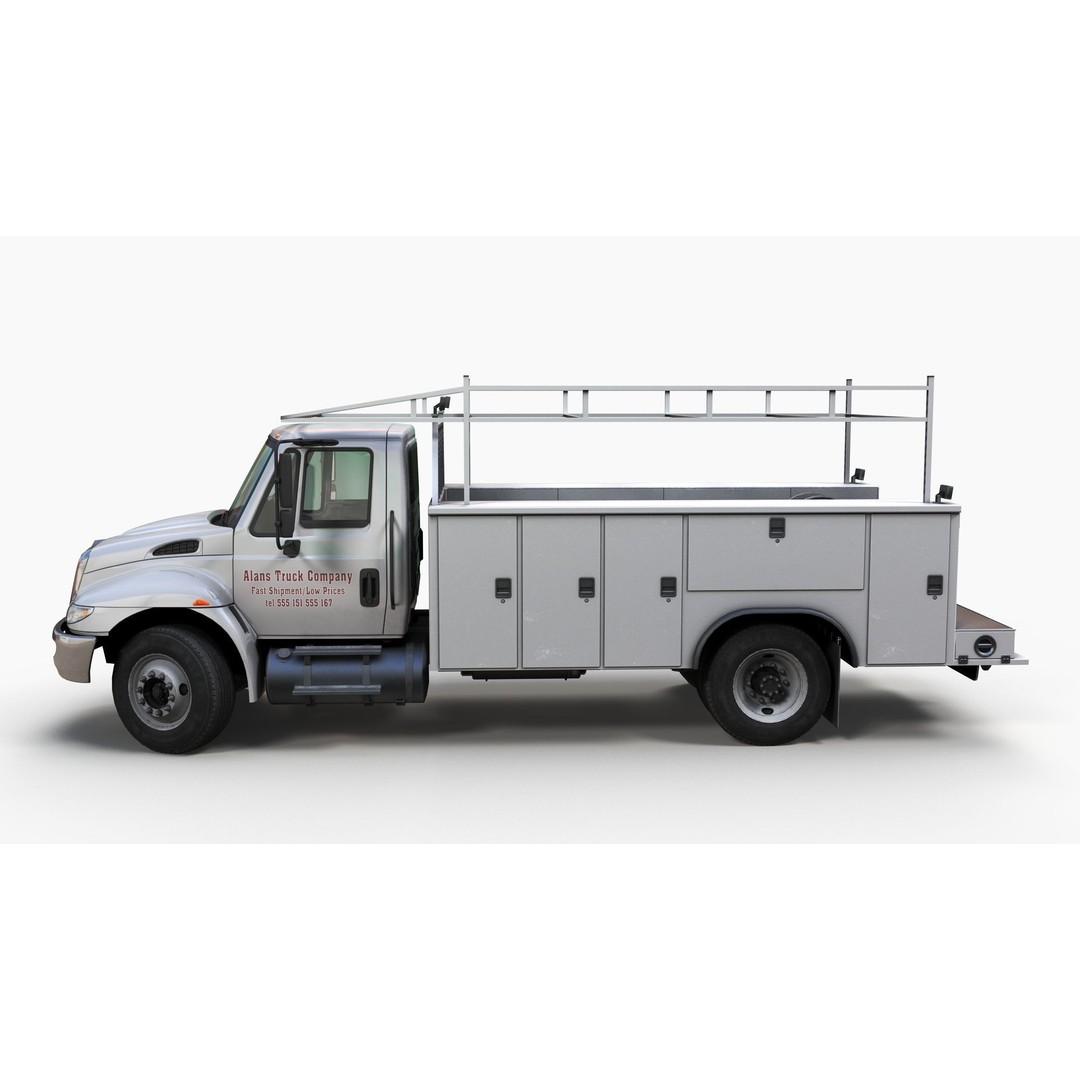 International Durastar Service Truck 3D Model – Low Poly Game Asset, FBX - View 7