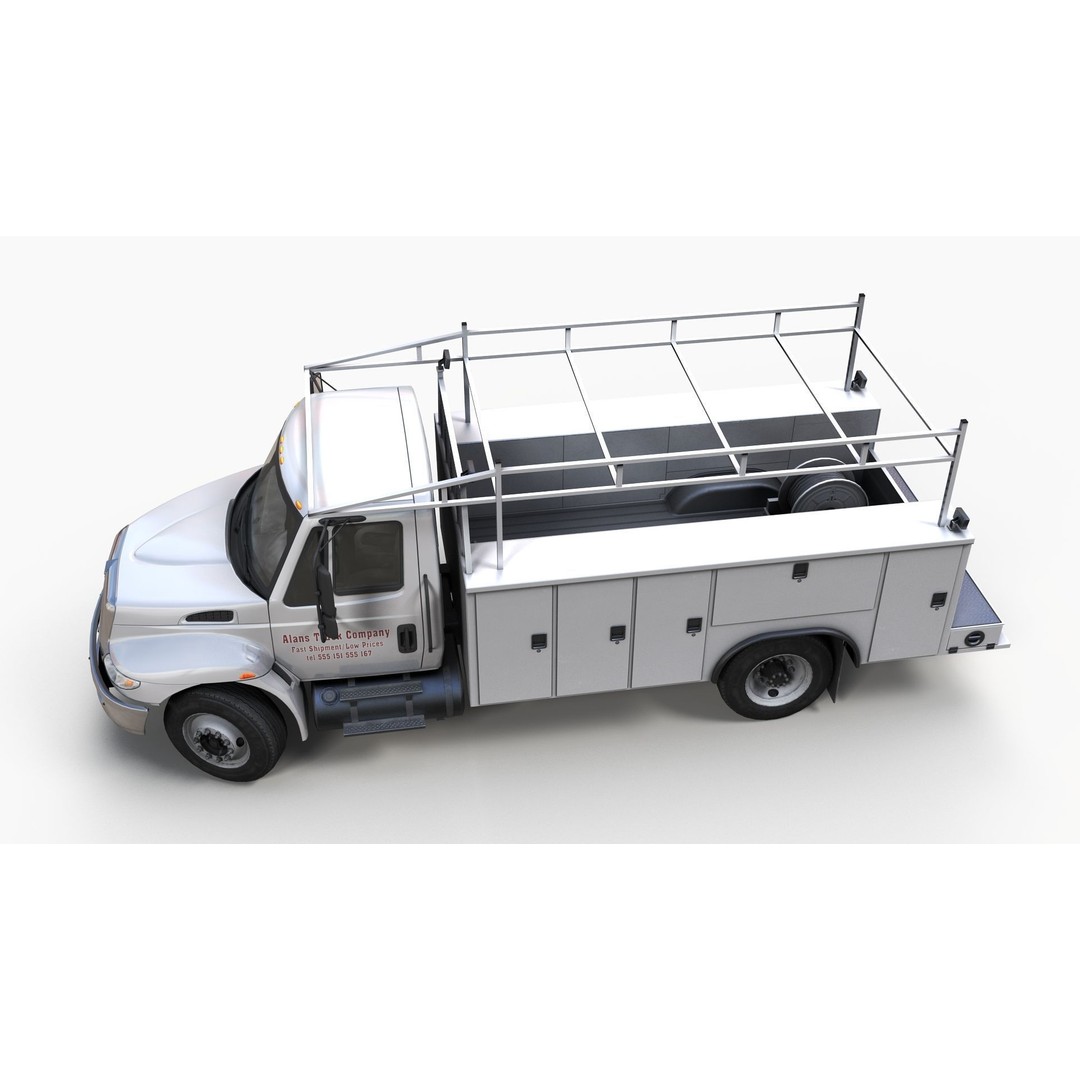 International Durastar Service Truck 3D Model – Low Poly Game Asset, FBX - View 8