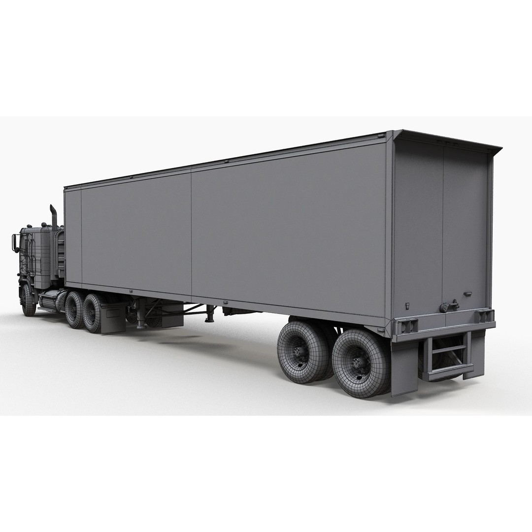 Freightliner Powerliner Dryvan Trailer 3D Model – Low Poly Game Asset, FBX - View 26