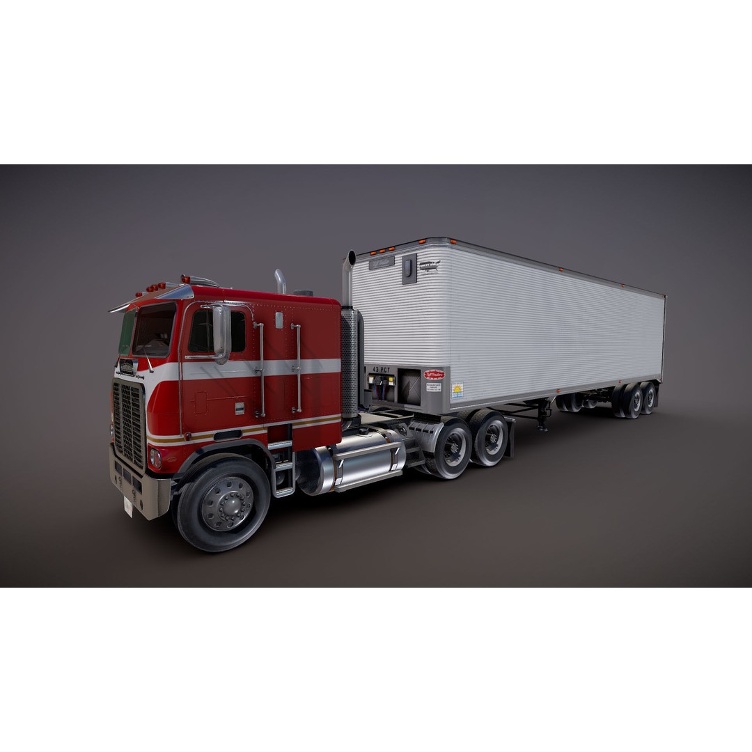 Freightliner Powerliner Dryvan Trailer 3D Model – Low Poly Game Asset, FBX - View 27