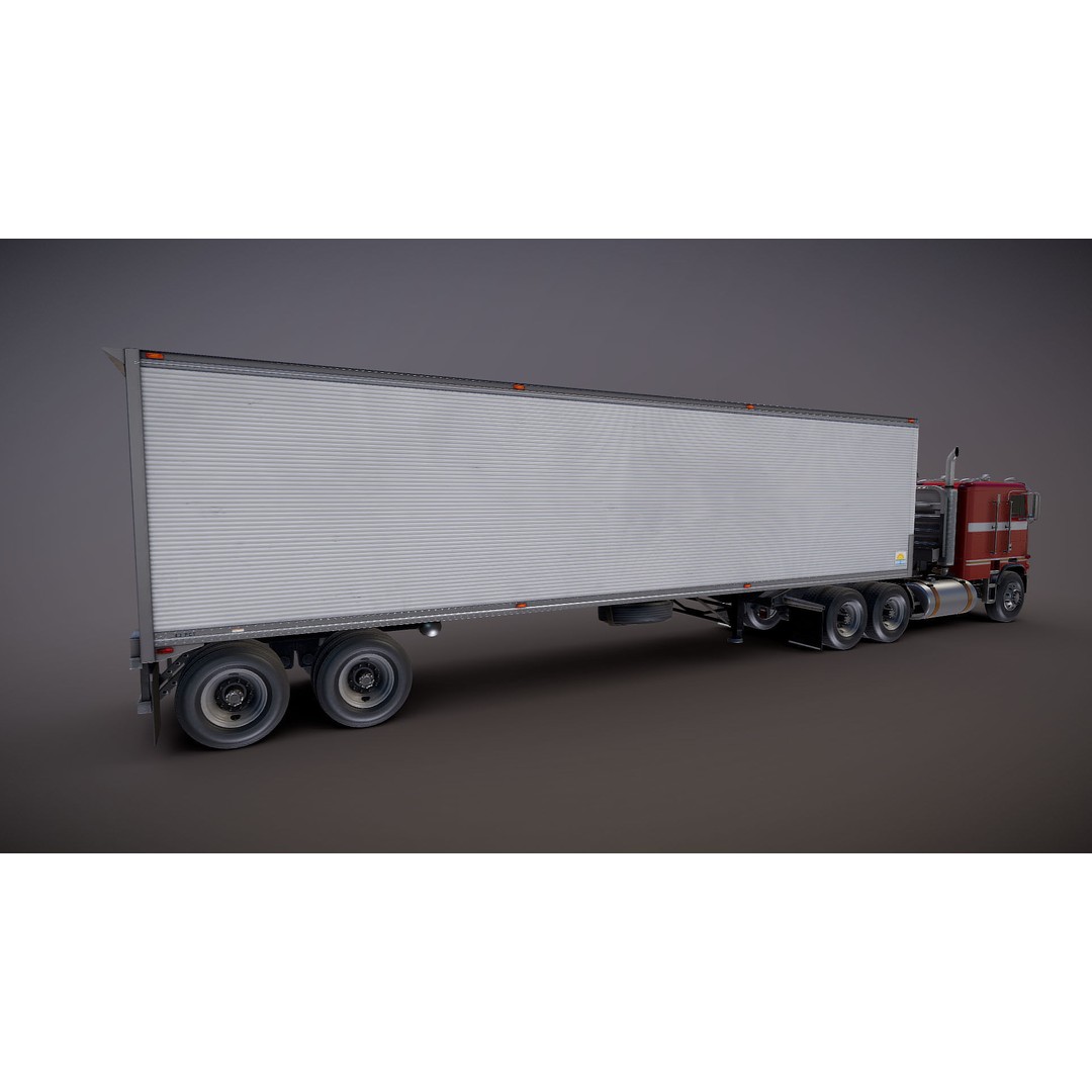 Freightliner Powerliner Dryvan Trailer 3D Model – Low Poly Game Asset, FBX - View 29
