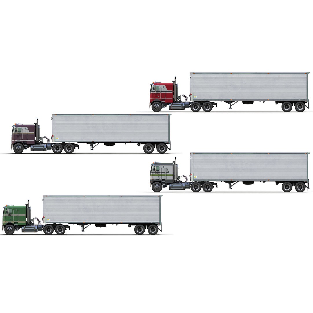 Freightliner Powerliner Dryvan Trailer 3D Model – Low Poly Game Asset, FBX - View 3