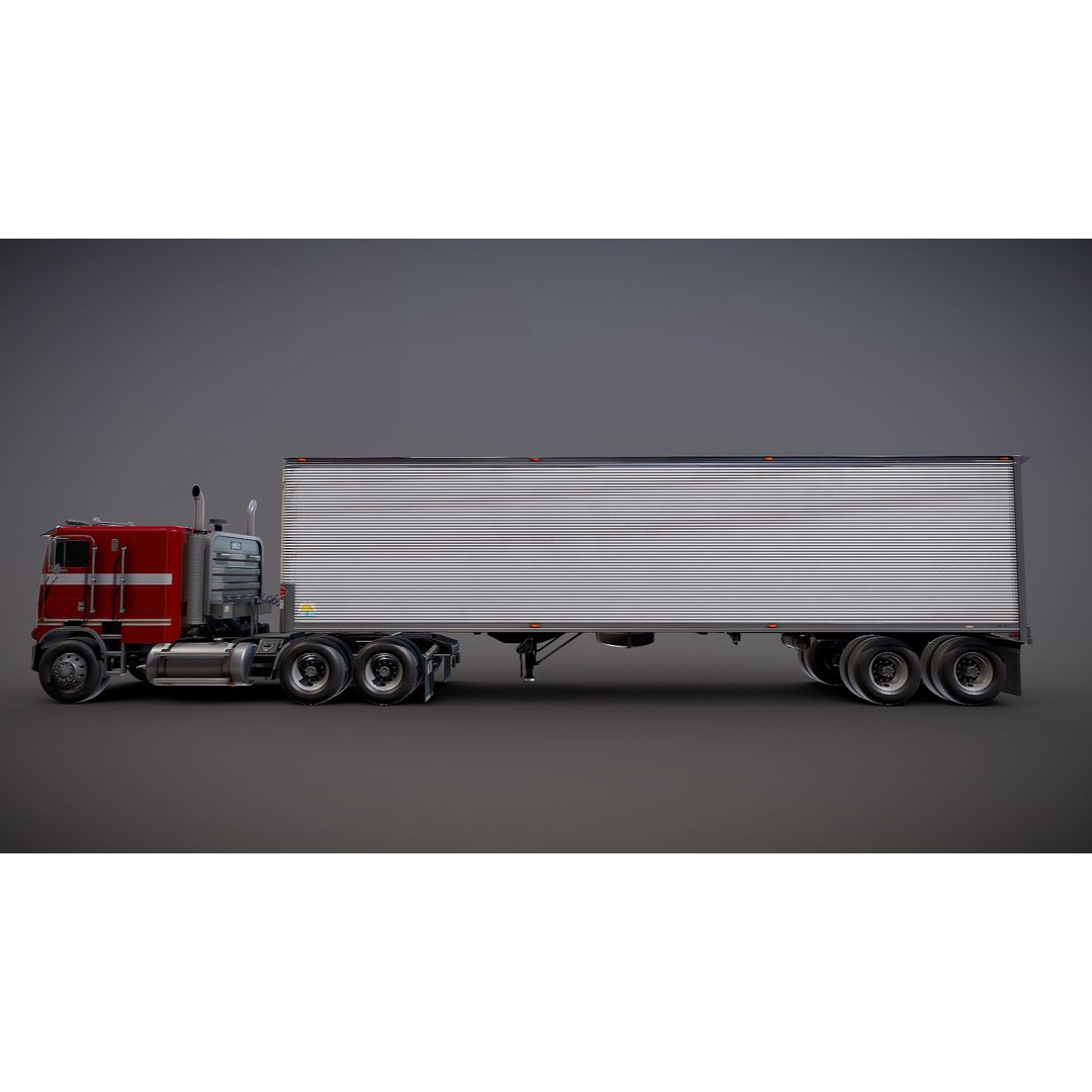 Freightliner Powerliner Dryvan Trailer 3D Model – Low Poly Game Asset, FBX - View 30