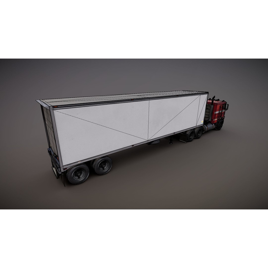 Freightliner Powerliner Dryvan Trailer 3D Model – Low Poly Game Asset, FBX - View 36