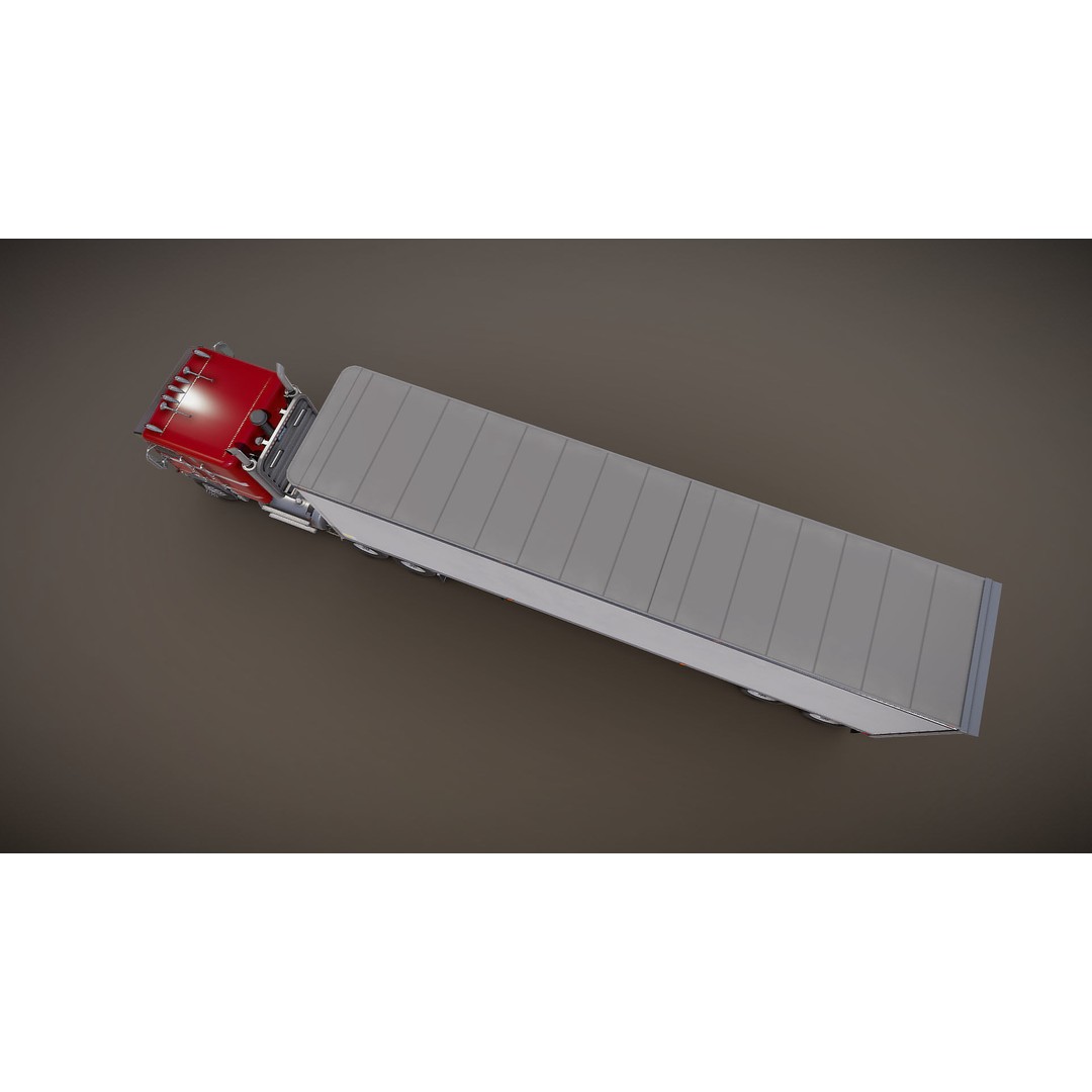 Freightliner Powerliner Dryvan Trailer 3D Model – Low Poly Game Asset, FBX - View 37