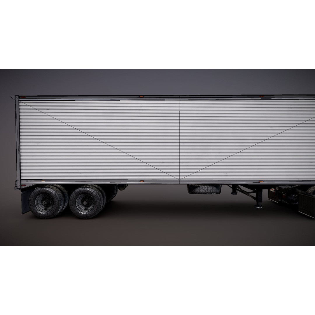 Freightliner Powerliner Dryvan Trailer 3D Model – Low Poly Game Asset, FBX - View 39