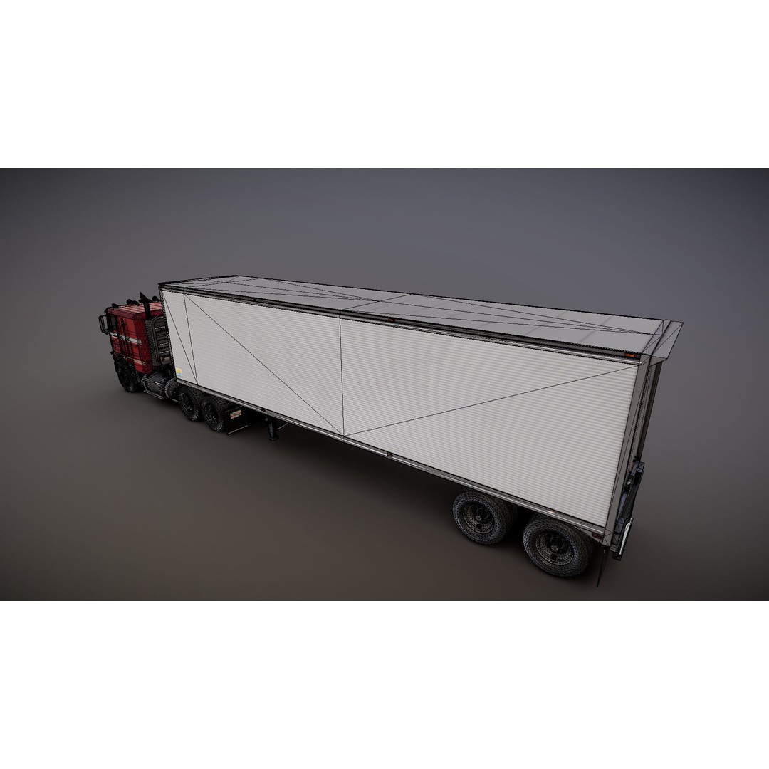 Freightliner Powerliner Dryvan Trailer 3D Model – Low Poly Game Asset, FBX - View 42