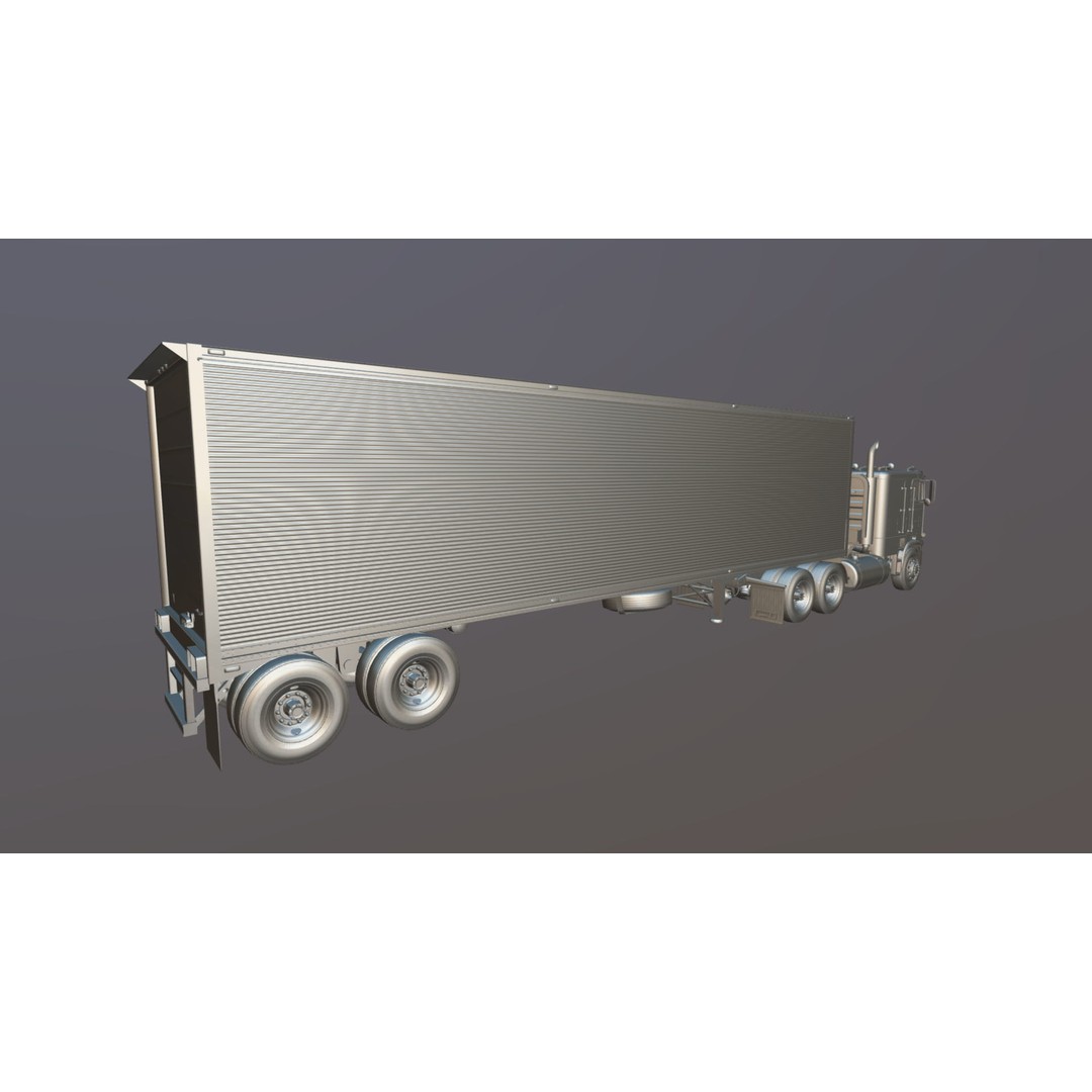 Freightliner Powerliner Dryvan Trailer 3D Model – Low Poly Game Asset, FBX - View 48