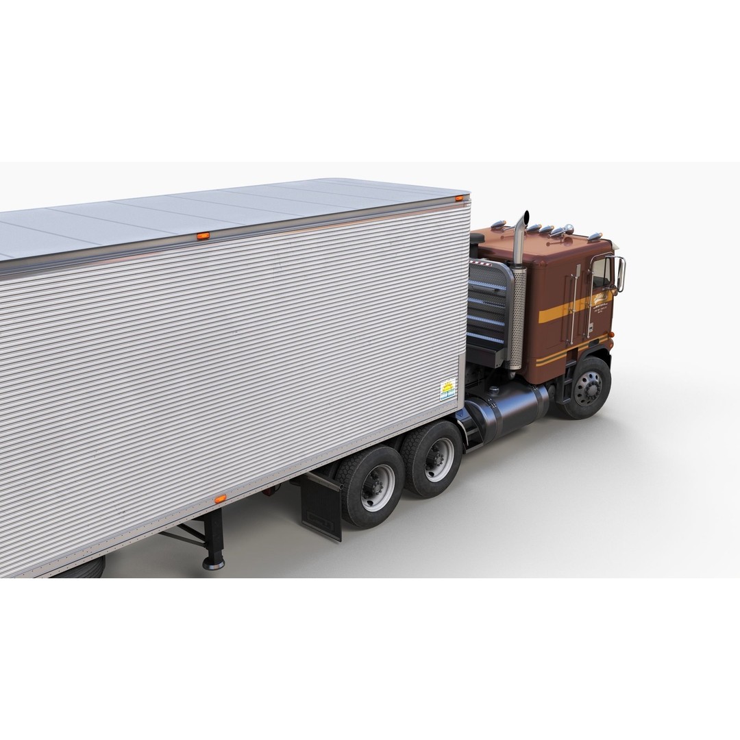 Freightliner Powerliner Dryvan Trailer 3D Model – Low Poly Game Asset, FBX - View 5