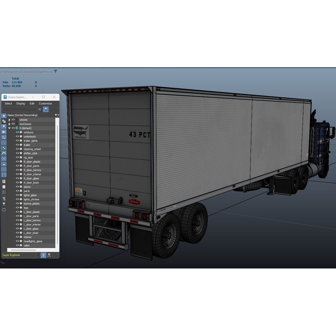 Freightliner Powerliner Dryvan Trailer 3D Model – Low Poly Game Asset, FBX - View 50