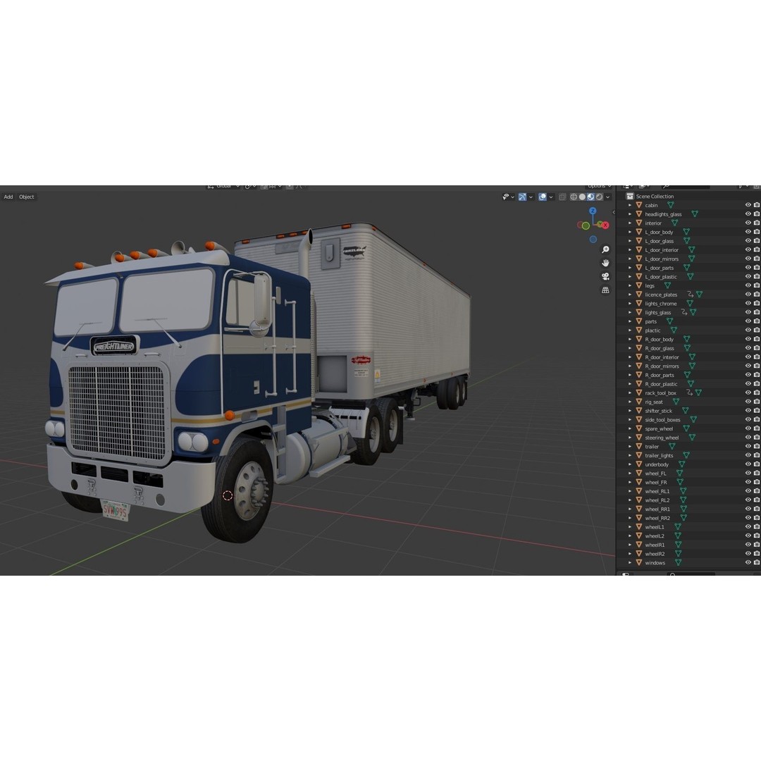 Freightliner Powerliner Dryvan Trailer 3D Model – Low Poly Game Asset, FBX - View 53