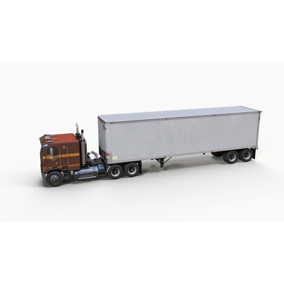 Freightliner Powerliner Dryvan Trailer 3D Model – Low Poly Game Asset, FBX - View 7