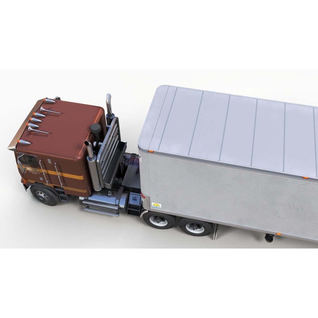 Freightliner Powerliner Dryvan Trailer 3D Model – Low Poly Game Asset, FBX - View 8
