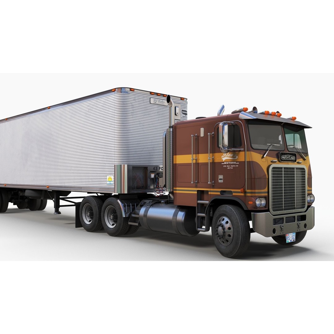 Freightliner Powerliner Dryvan Trailer 3D Model – Low Poly Game Asset, FBX - View 9