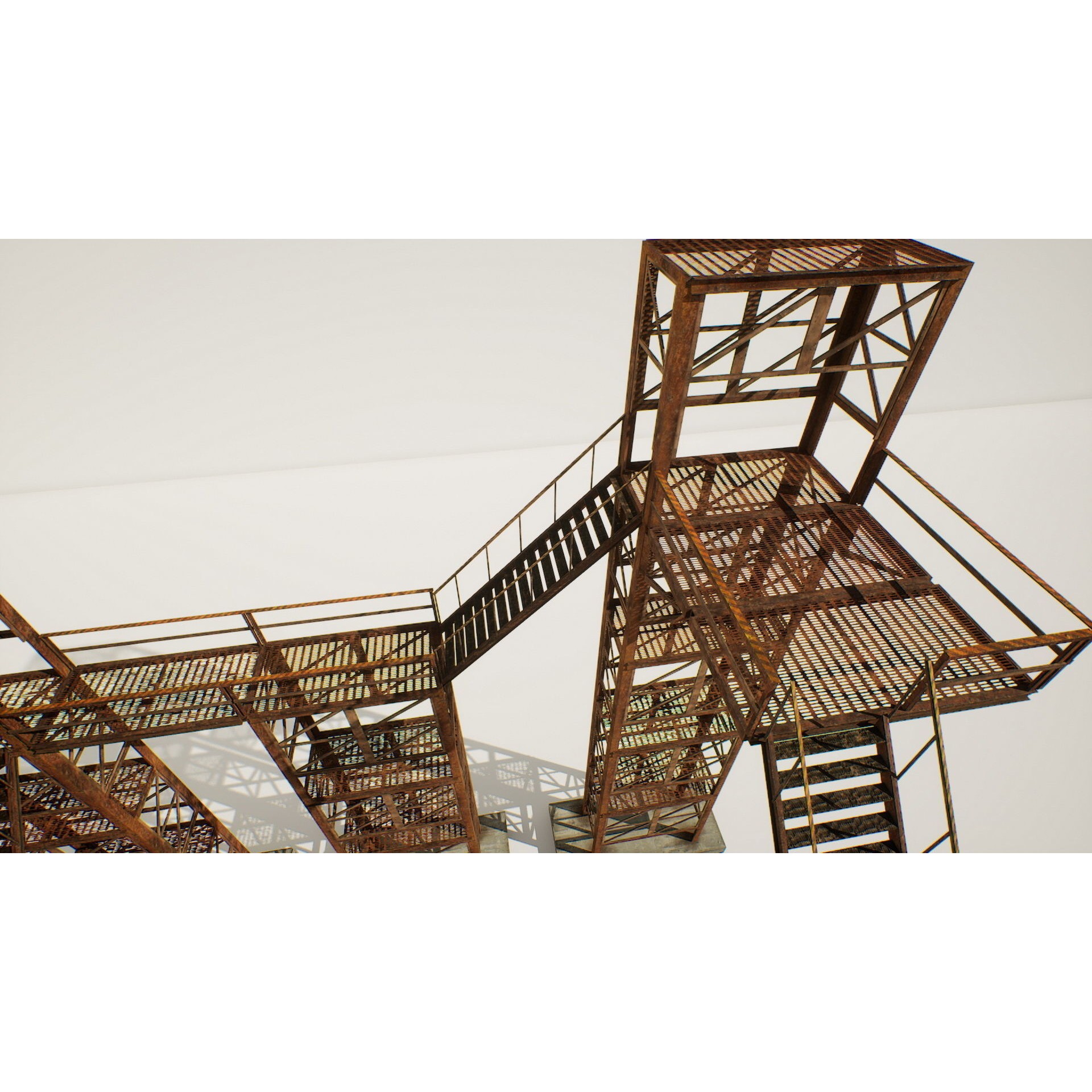 Industrial Stairs Modular - Low-Poly Game-Ready 3D Model - View 10