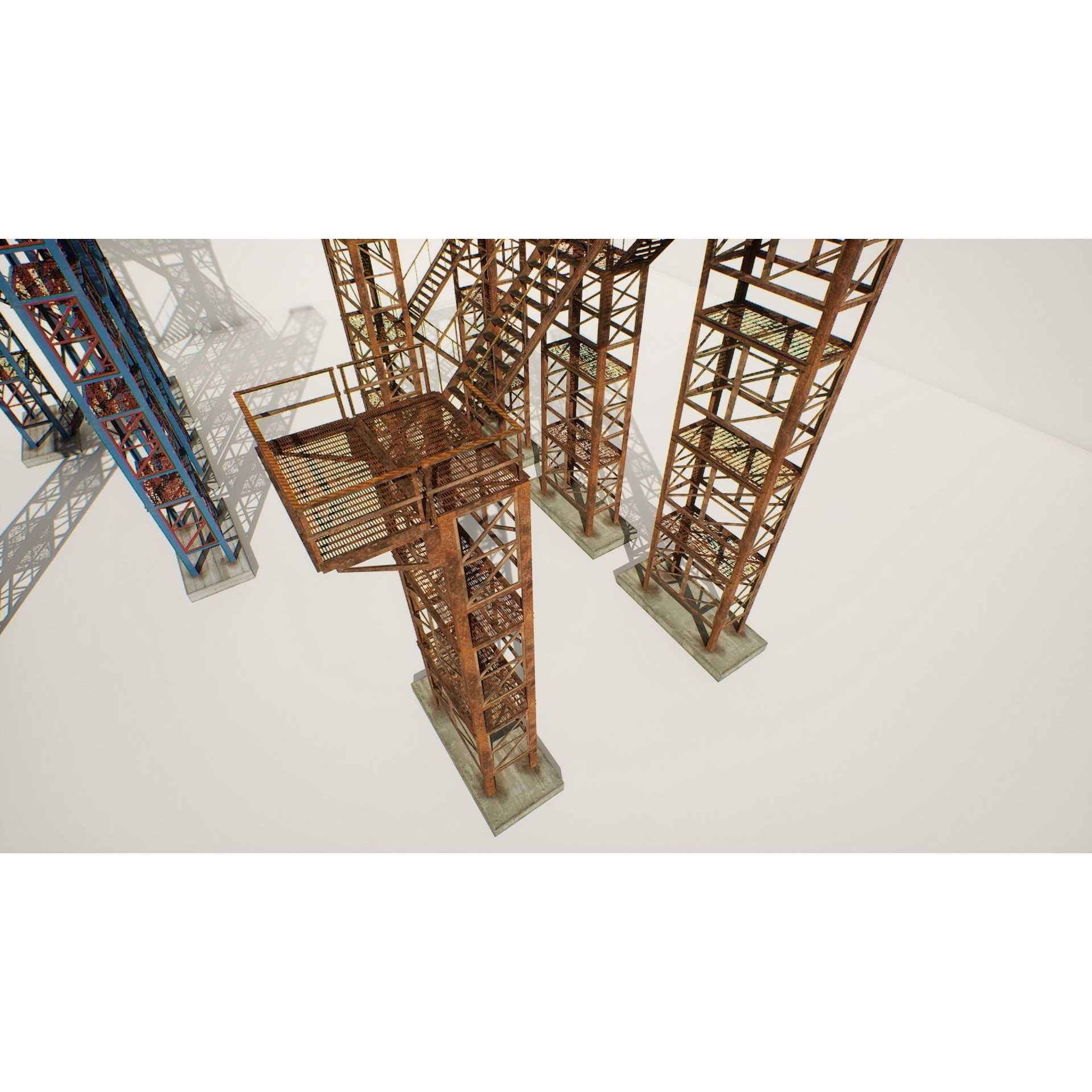 Industrial Stairs Modular - Low-Poly Game-Ready 3D Model - View 11