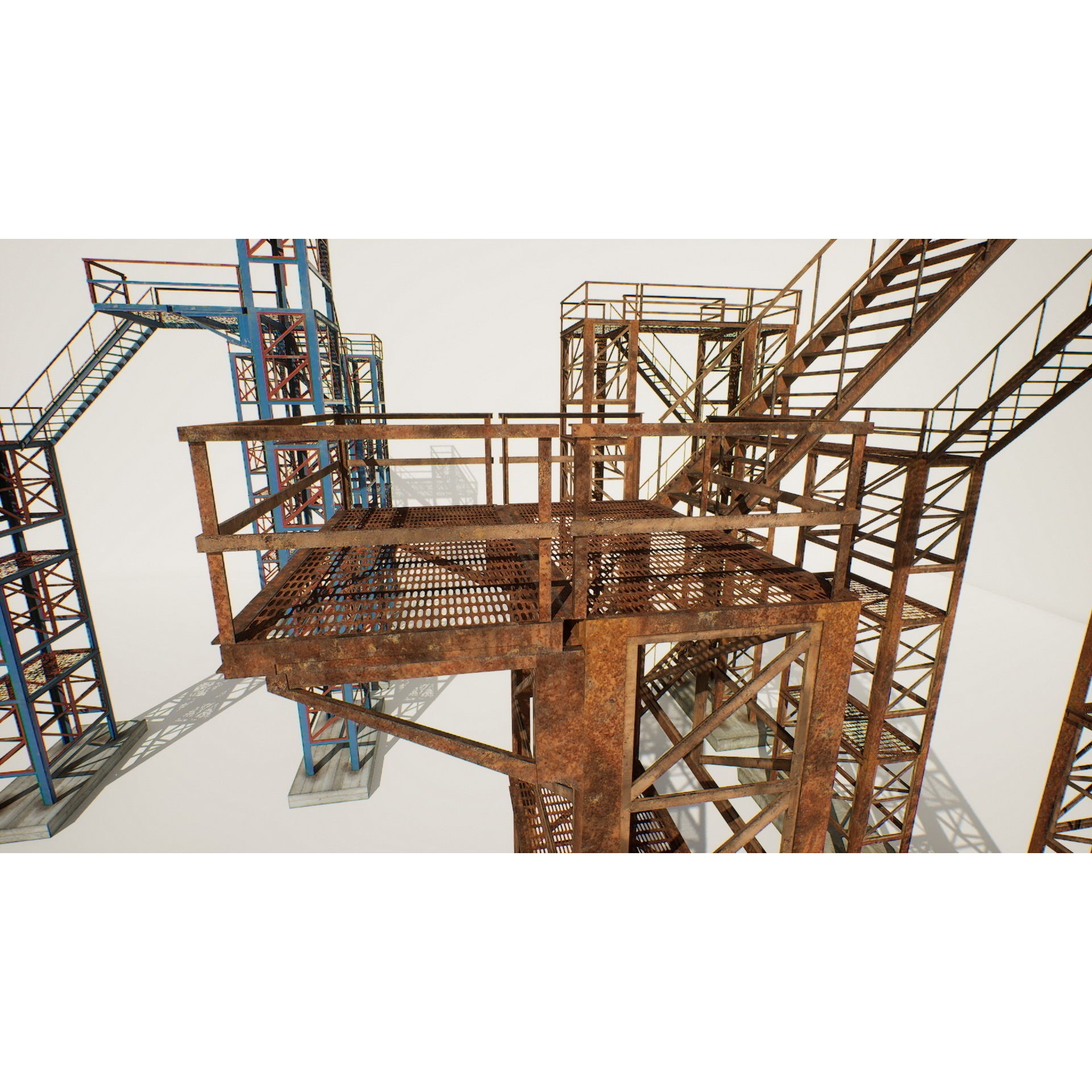 Industrial Stairs Modular - Low-Poly Game-Ready 3D Model - View 12