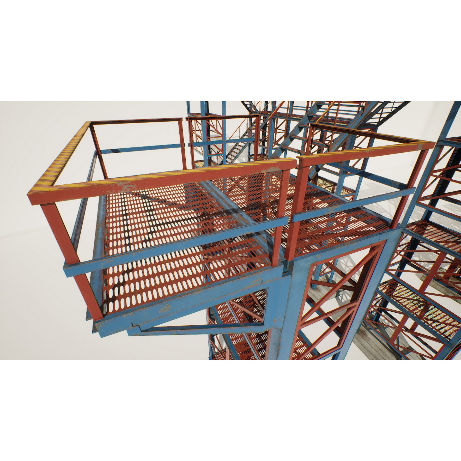 Industrial Stairs Modular - Low-Poly Game-Ready 3D Model - View 13