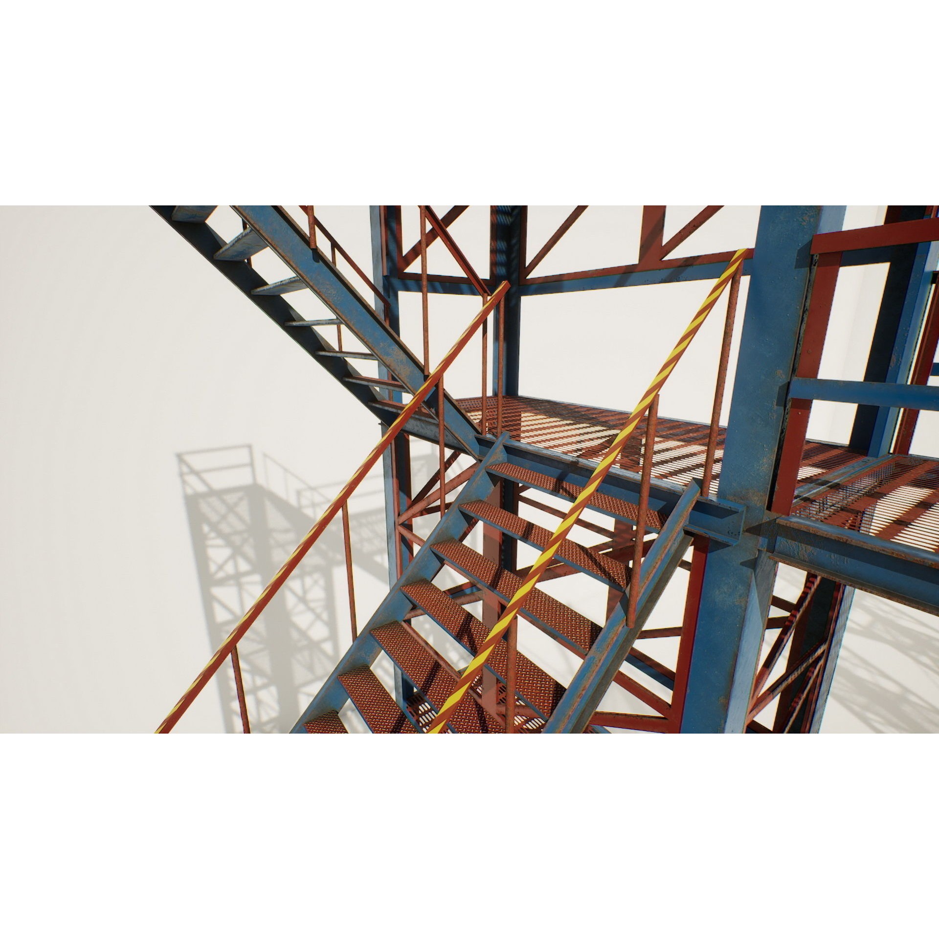 Industrial Stairs Modular - Low-Poly Game-Ready 3D Model - View 14