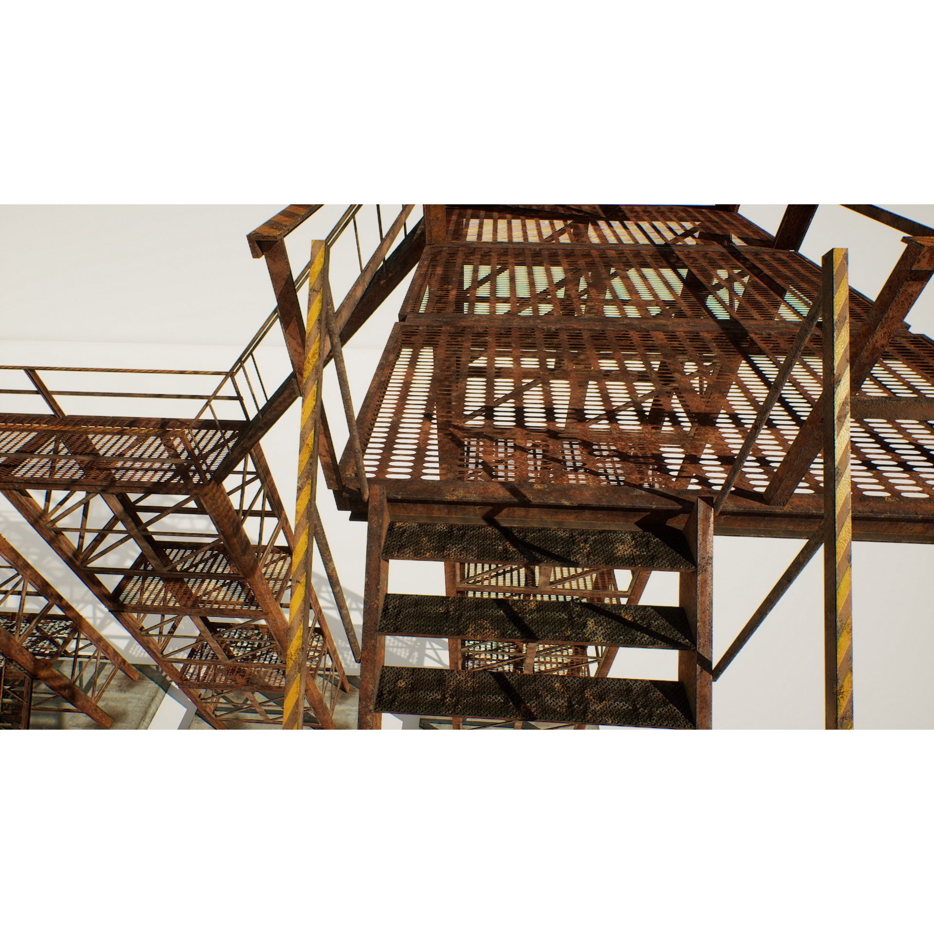 Industrial Stairs Modular - Low-Poly Game-Ready 3D Model - View 16