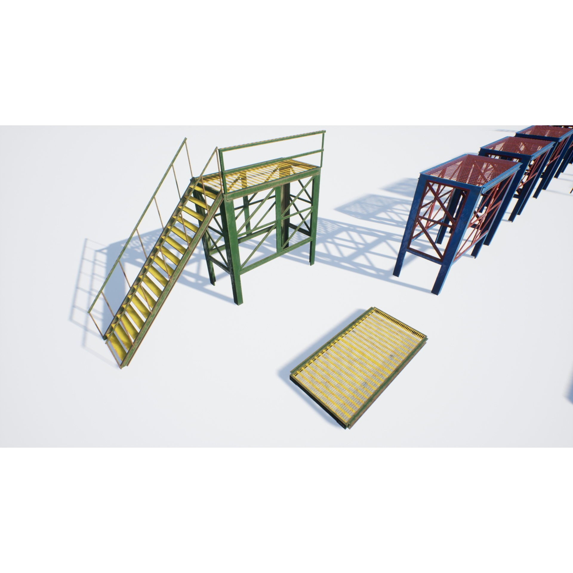 Industrial Stairs Modular - Low-Poly Game-Ready 3D Model - View 19