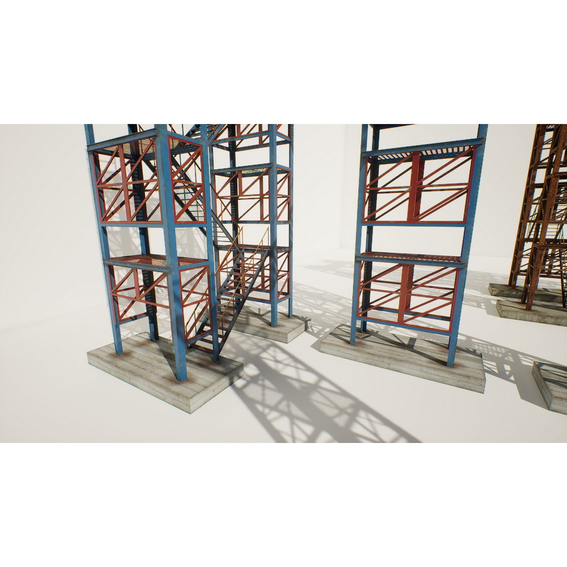 Industrial Stairs Modular - Low-Poly Game-Ready 3D Model - View 3